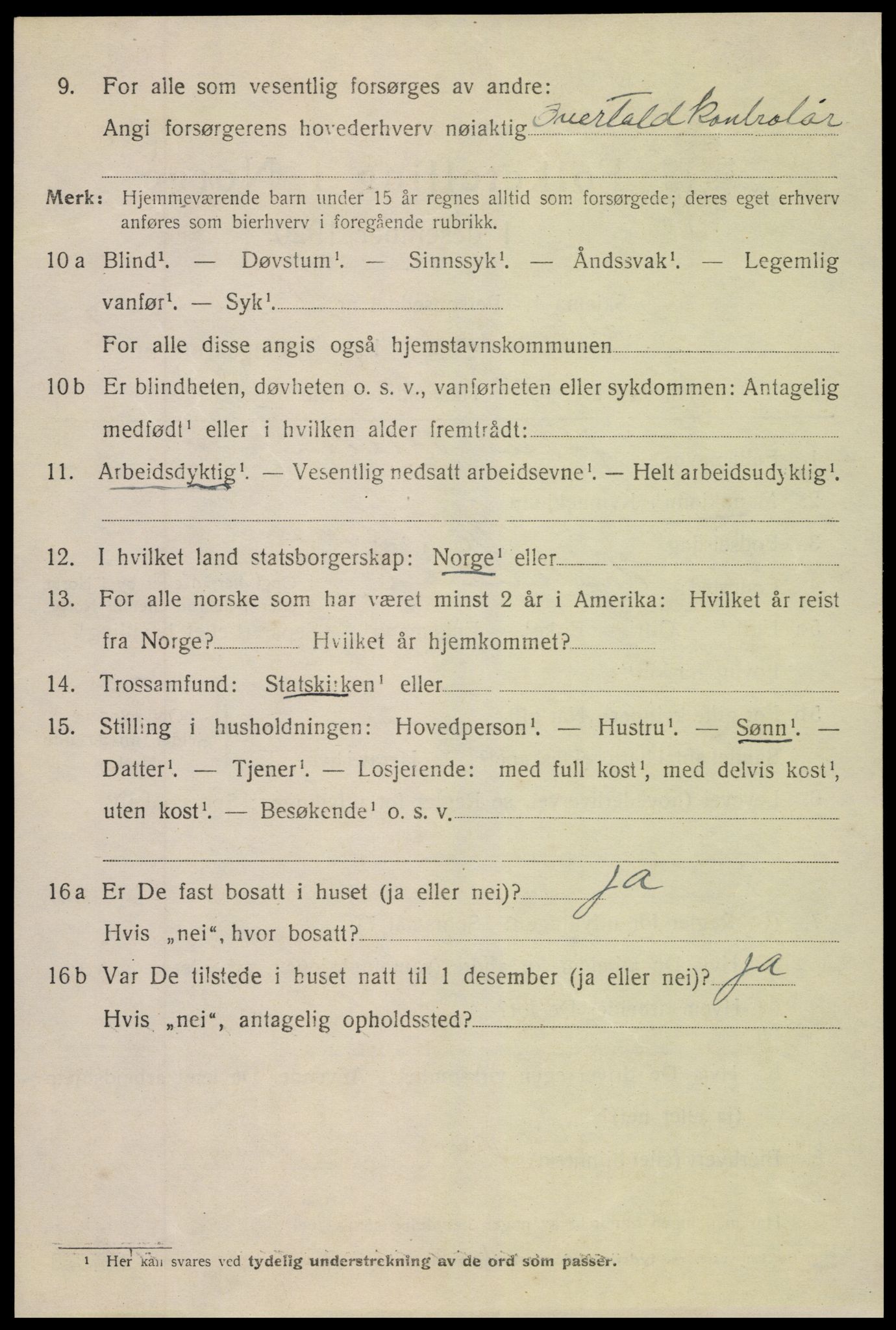 SAK, 1920 census for Lillesand, 1920, p. 2824