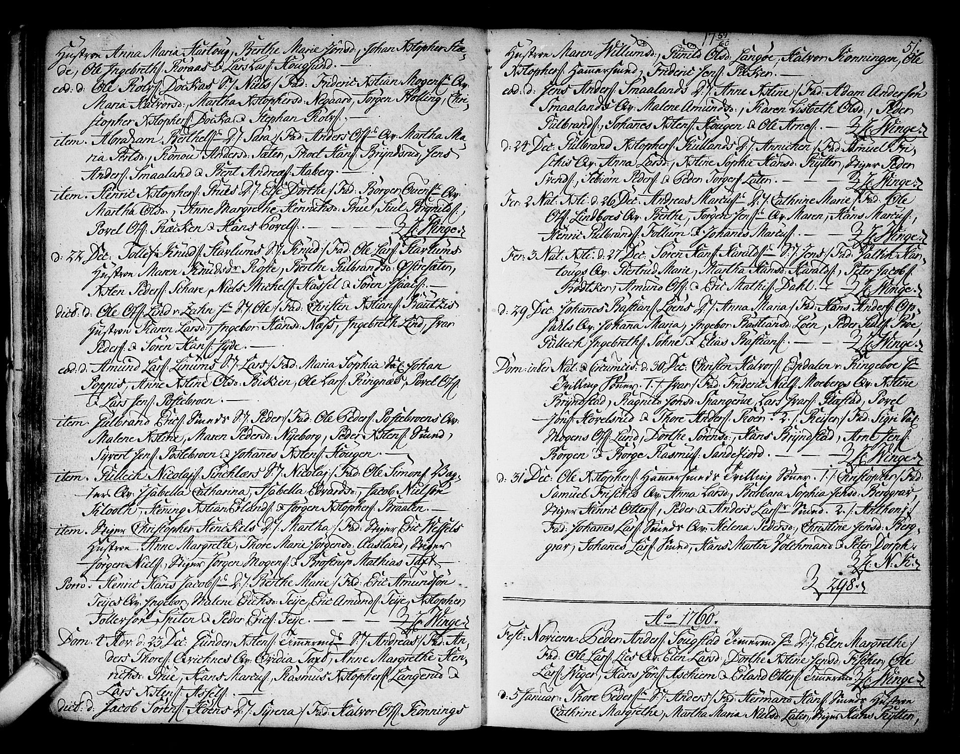 Kongsberg kirkebøker, SAKO/A-22/F/Fa/L0004: Parish register (official) no. I 4, 1756-1768, p. 51