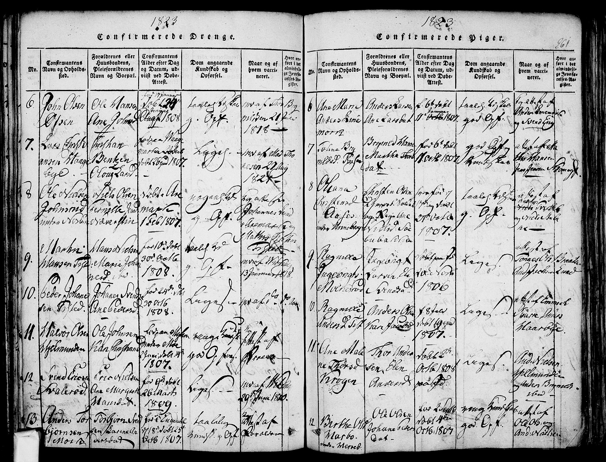 Berg prestekontor Kirkebøker, SAO/A-10902/F/Fa/L0002: Parish register (official) no. I 2, 1815-1831, p. 261