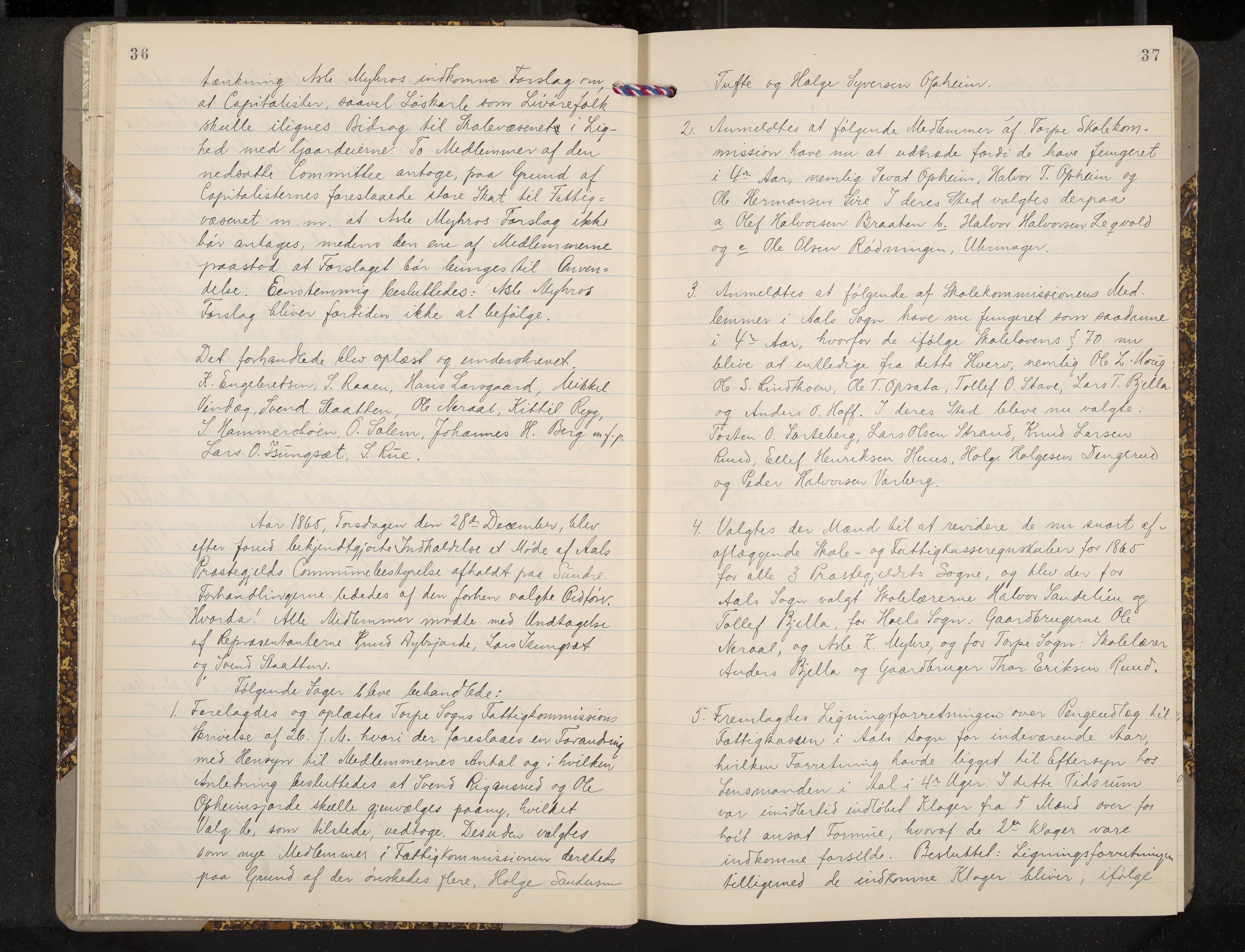 Ål formannskap og sentraladministrasjon, IKAK/0619021/A/Aa/L0003: Utskrift av møtebok, 1864-1880, p. 36-37