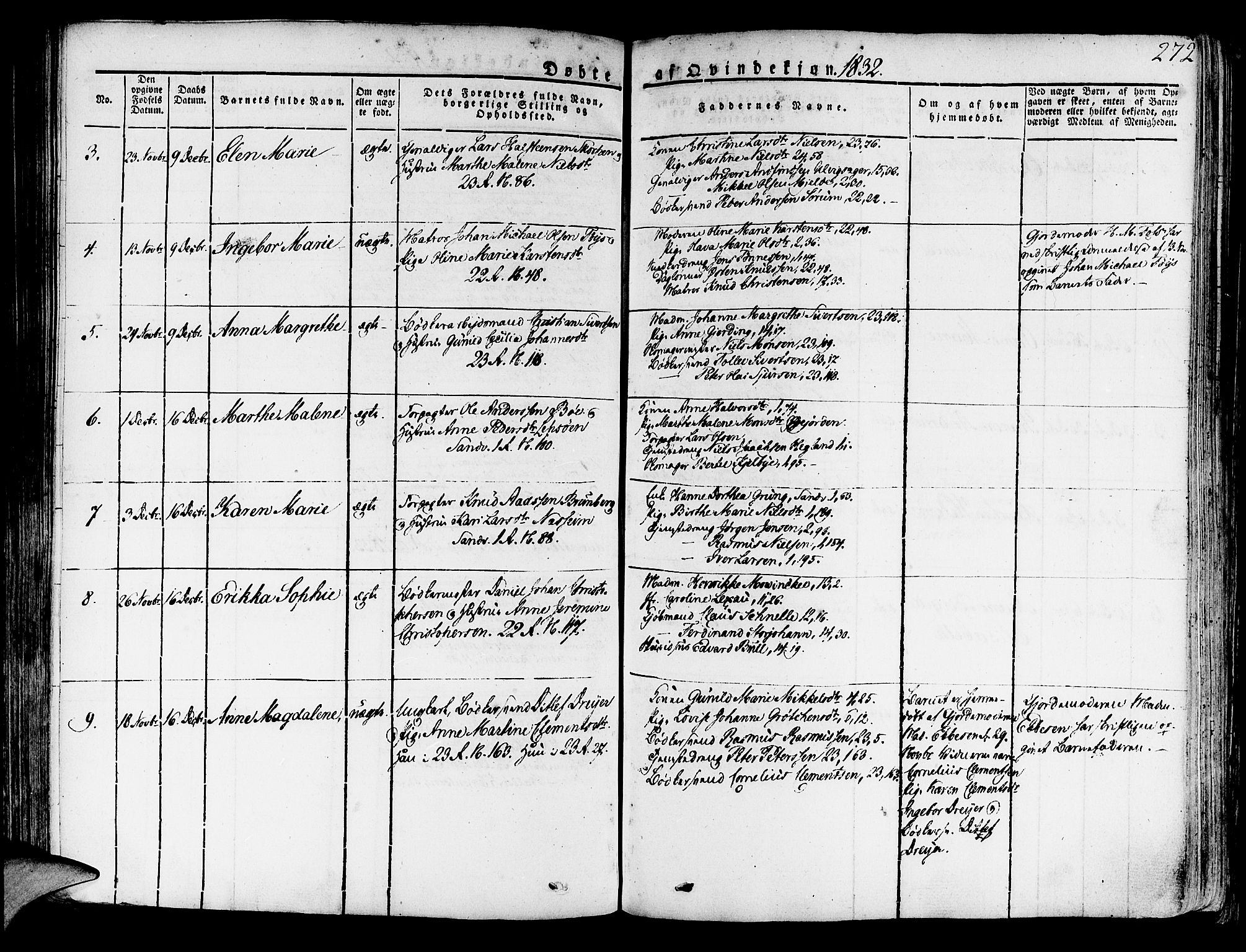 Korskirken sokneprestembete, AV/SAB-A-76101/H/Haa/L0014: Parish register (official) no. A 14, 1823-1835, p. 272