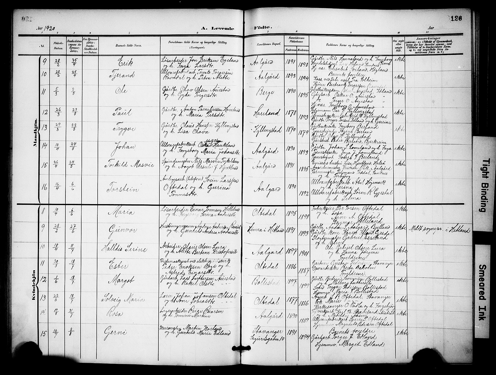 Lye sokneprestkontor, SAST/A-101794/001/30BB/L0009: Parish register (copy) no. B 9, 1902-1923, p. 126