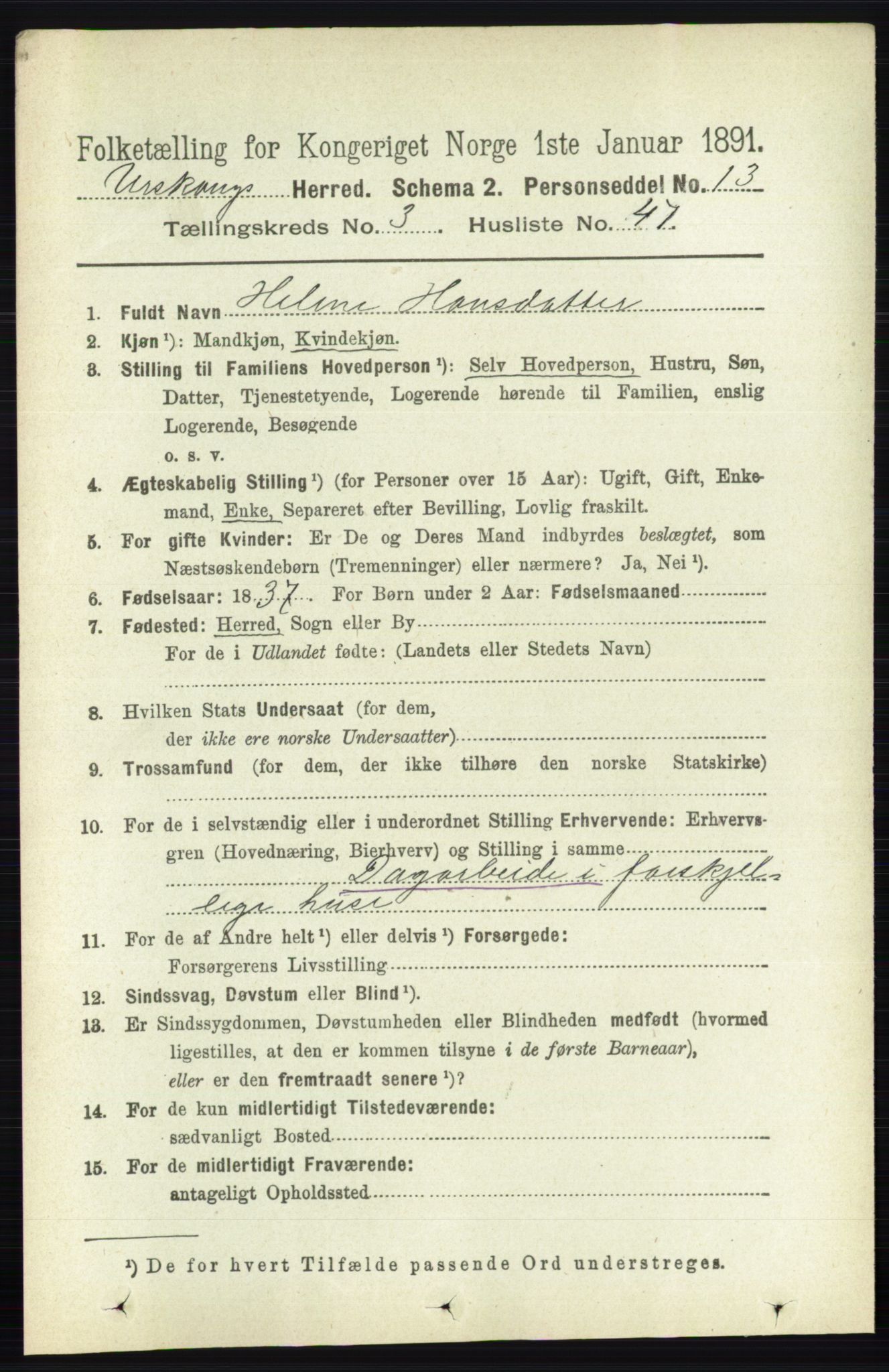 RA, 1891 census for 0224 Aurskog, 1891, p. 803