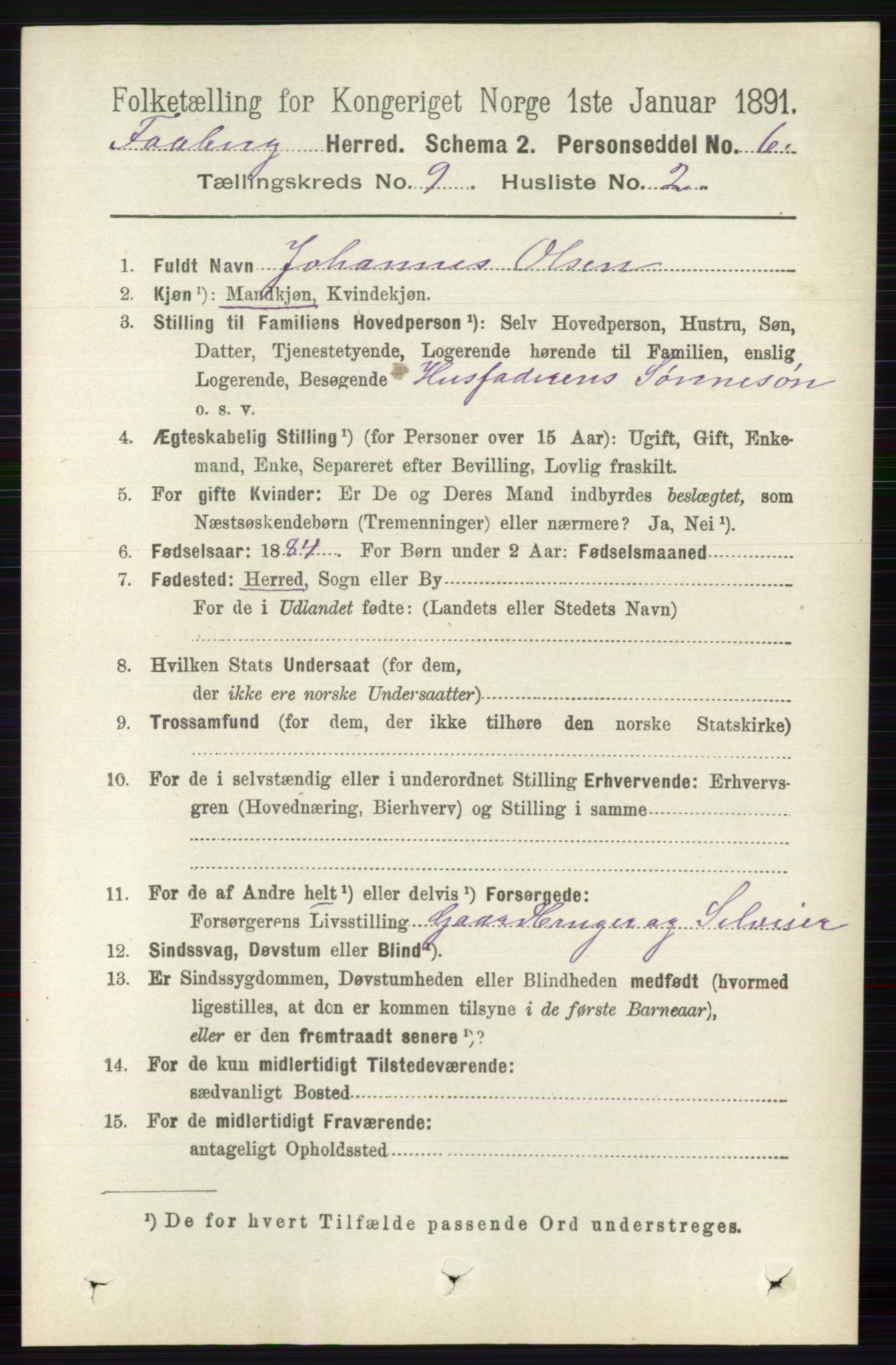 RA, 1891 census for 0524 Fåberg, 1891, p. 3894