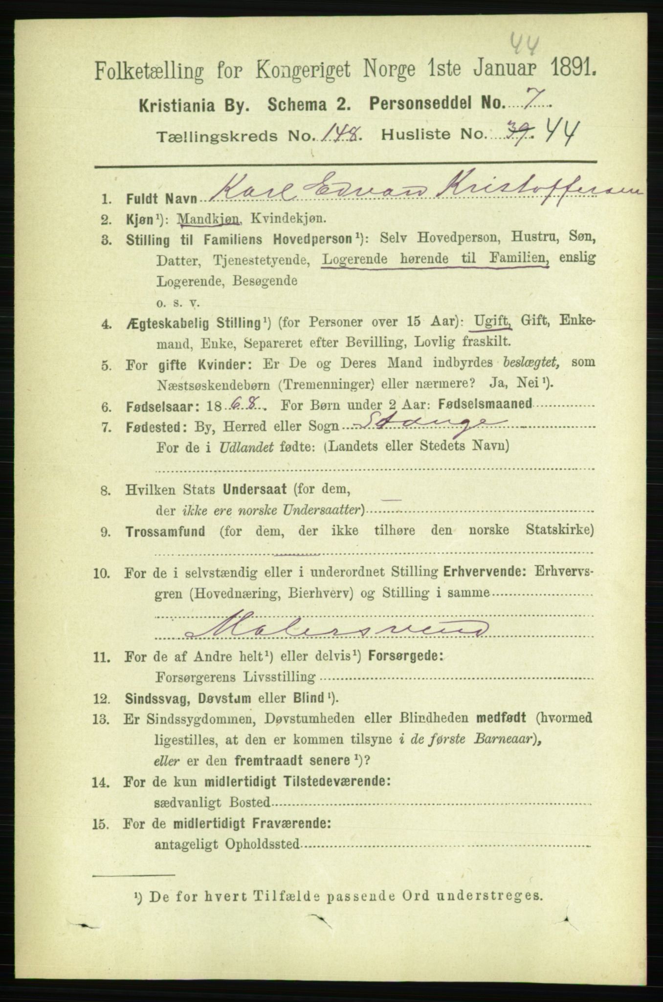 RA, 1891 census for 0301 Kristiania, 1891, p. 83042