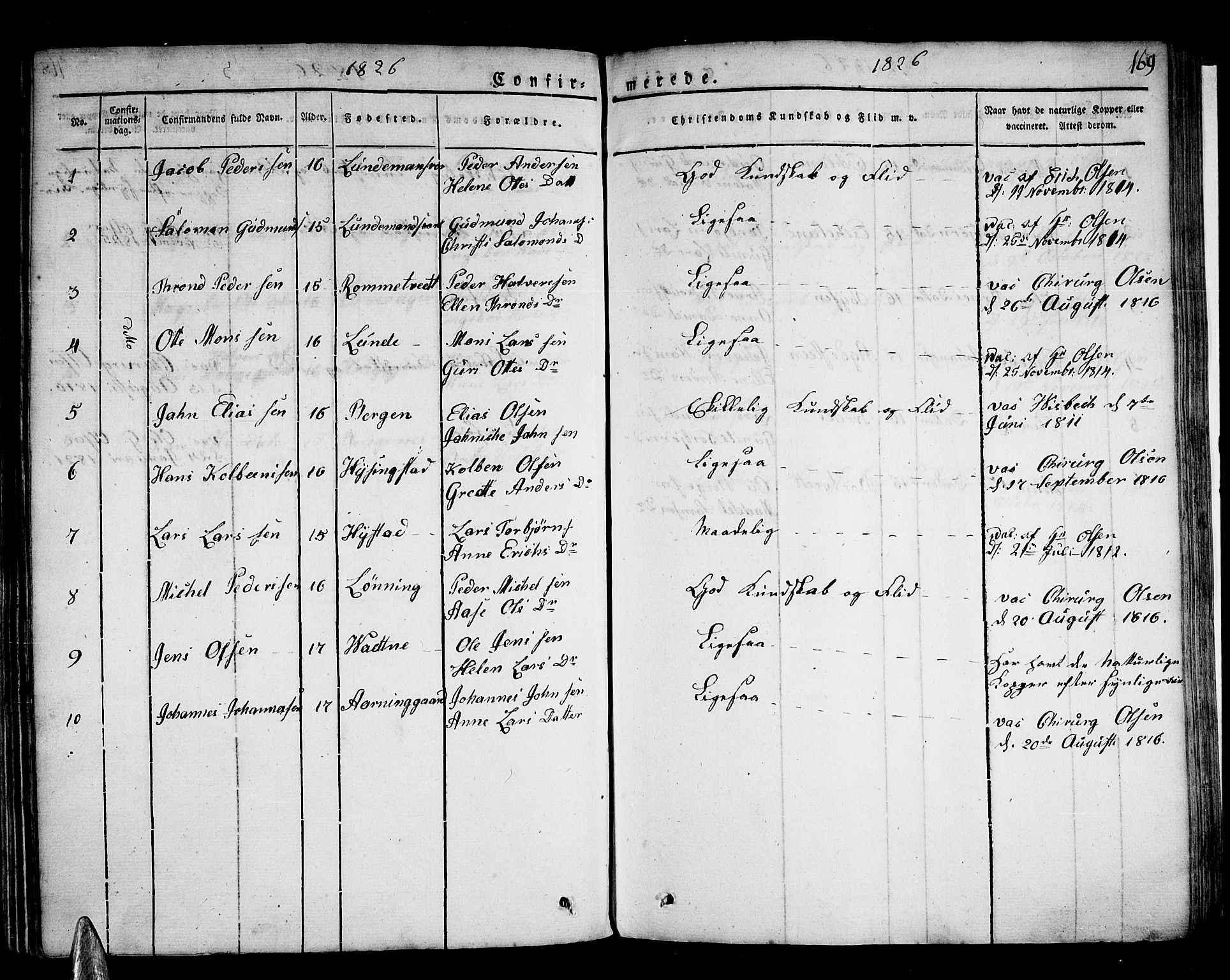 Stord sokneprestembete, SAB/A-78201/H/Haa: Parish register (official) no. A 6, 1826-1840, p. 169