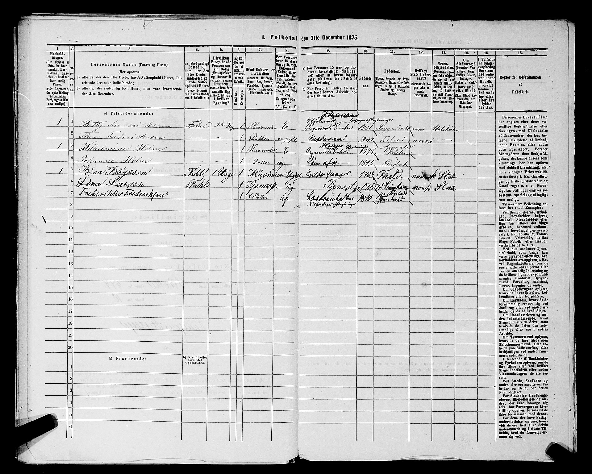 RA, 1875 census for 0101P Fredrikshald, 1875, p. 1071