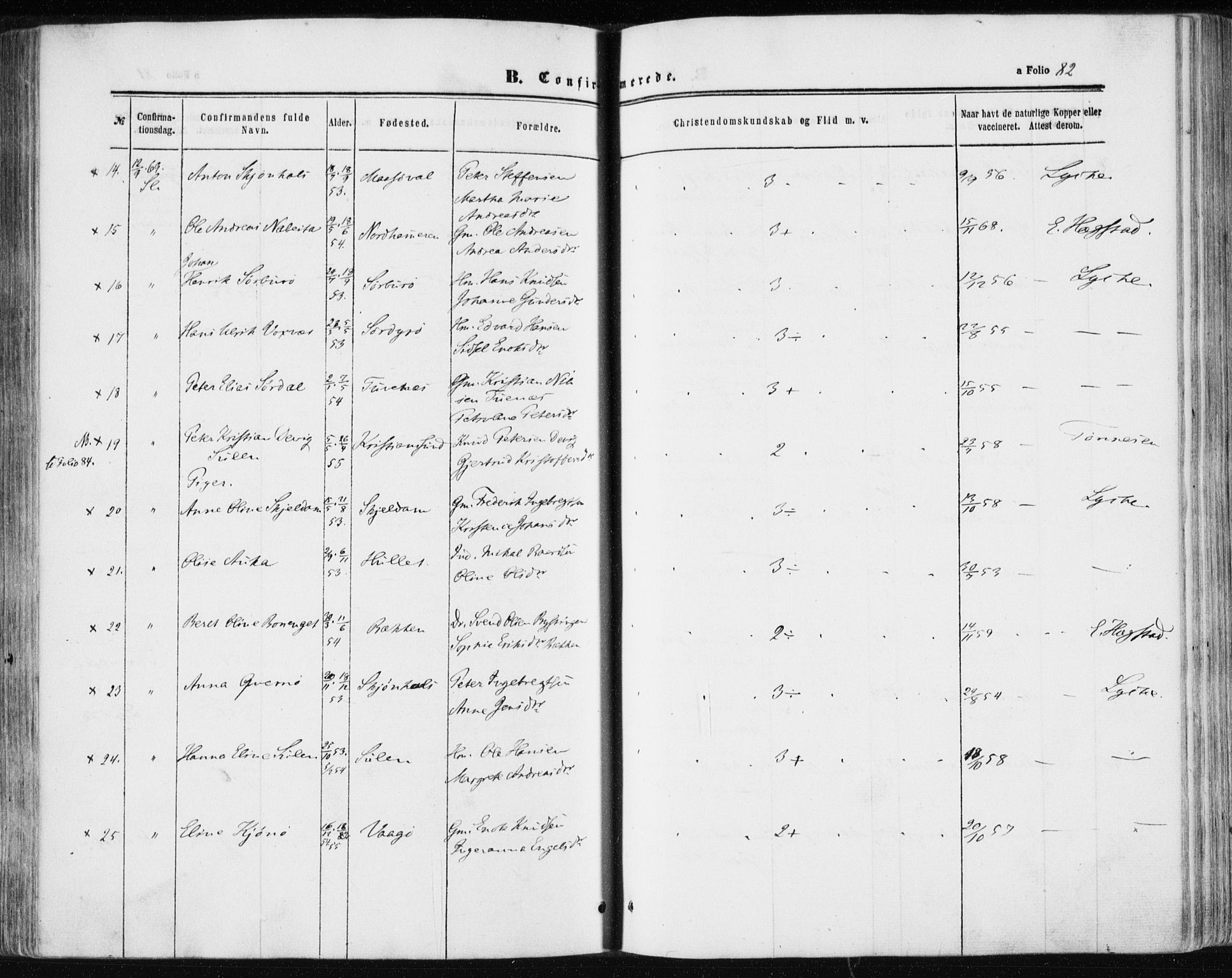 Ministerialprotokoller, klokkerbøker og fødselsregistre - Sør-Trøndelag, AV/SAT-A-1456/634/L0531: Parish register (official) no. 634A07, 1861-1870, p. 82