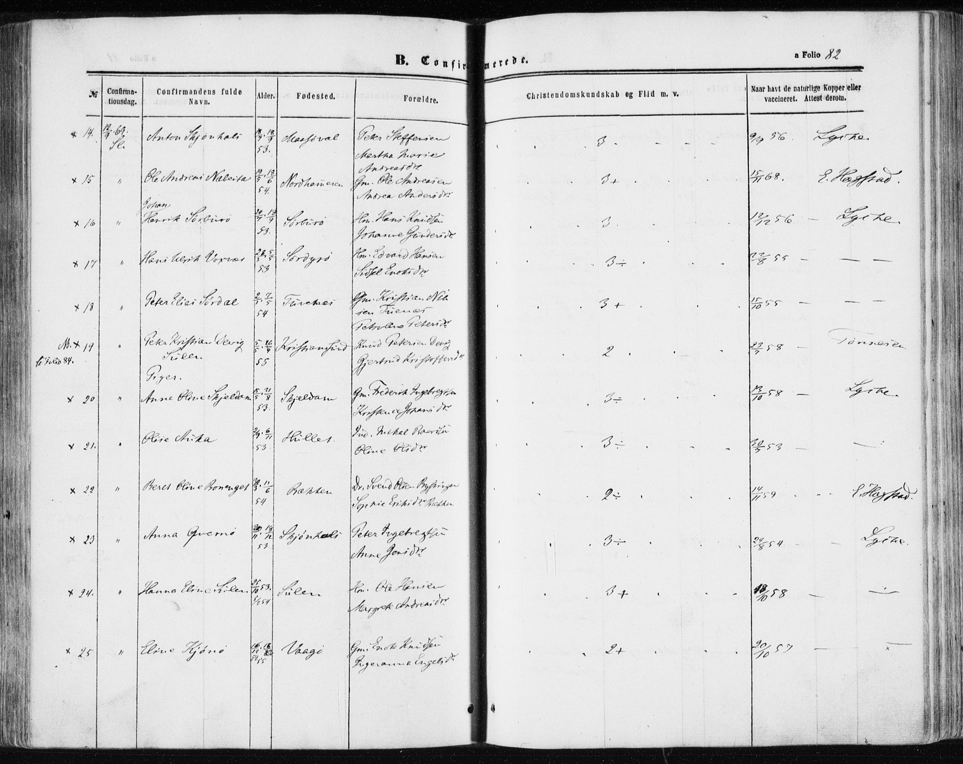 Ministerialprotokoller, klokkerbøker og fødselsregistre - Sør-Trøndelag, AV/SAT-A-1456/634/L0531: Parish register (official) no. 634A07, 1861-1870, p. 82