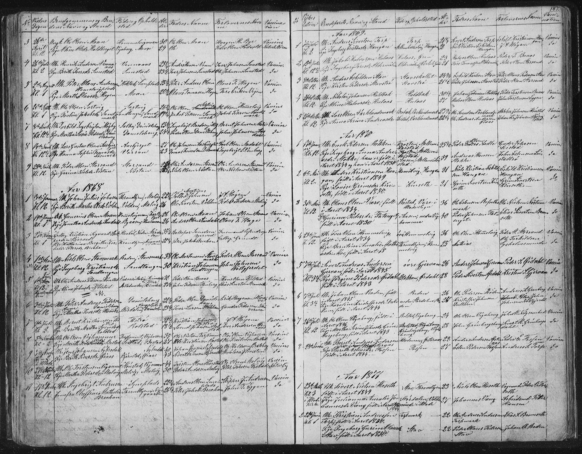 Ministerialprotokoller, klokkerbøker og fødselsregistre - Sør-Trøndelag, SAT/A-1456/616/L0406: Parish register (official) no. 616A03, 1843-1879, p. 147