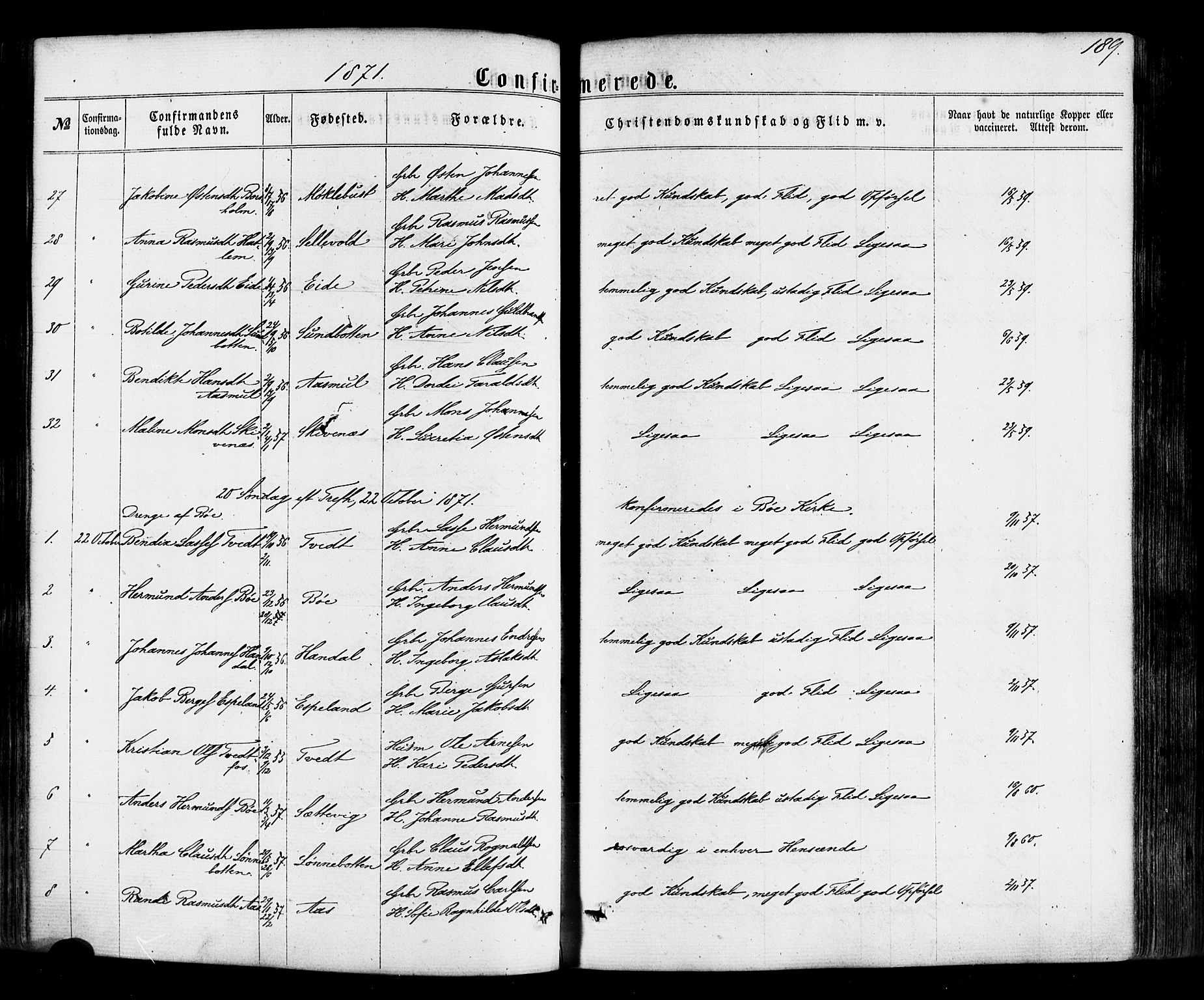 Hyllestad sokneprestembete, AV/SAB-A-80401: Parish register (official) no. A 1, 1861-1886, p. 189