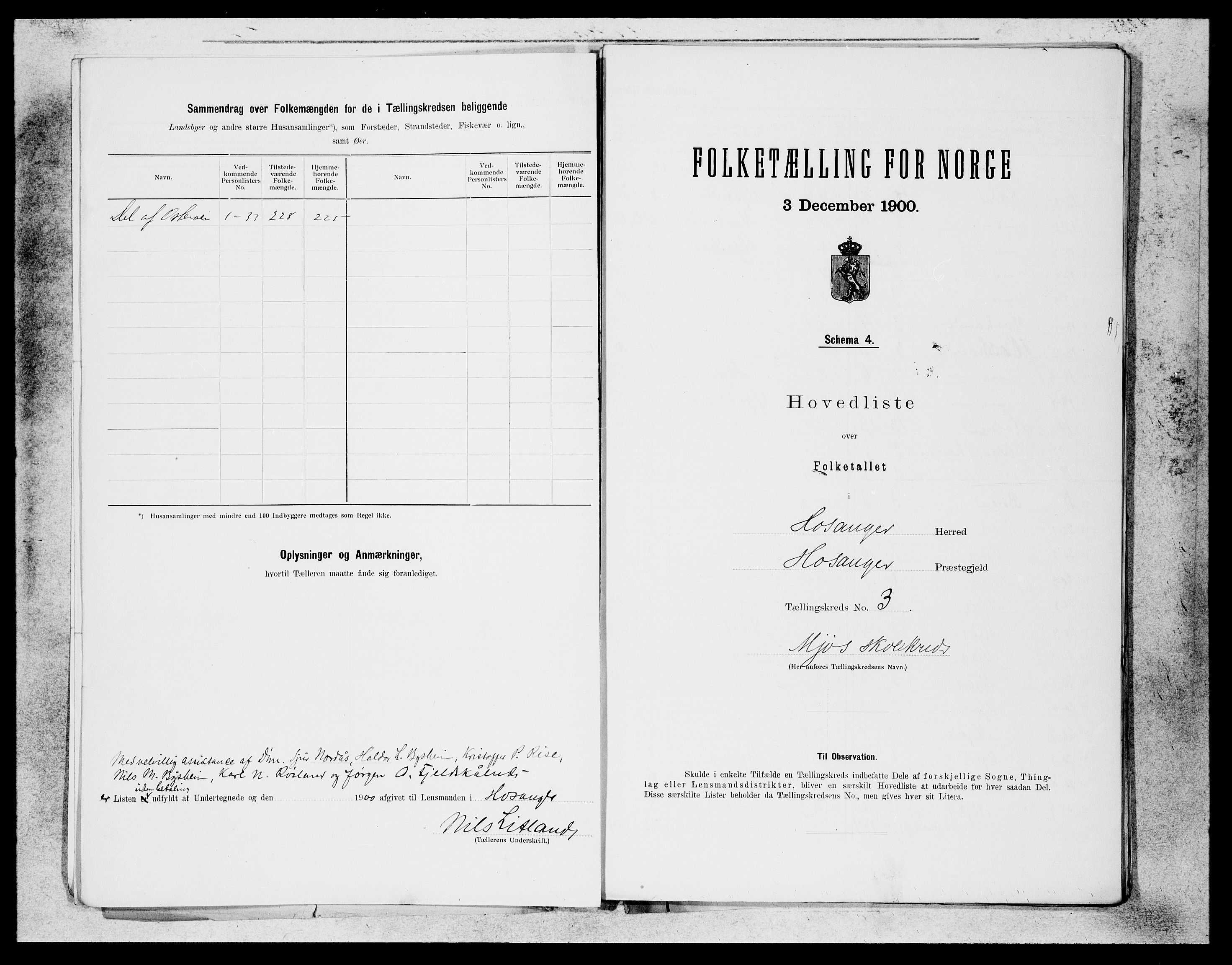 SAB, 1900 census for Hosanger, 1900, p. 5