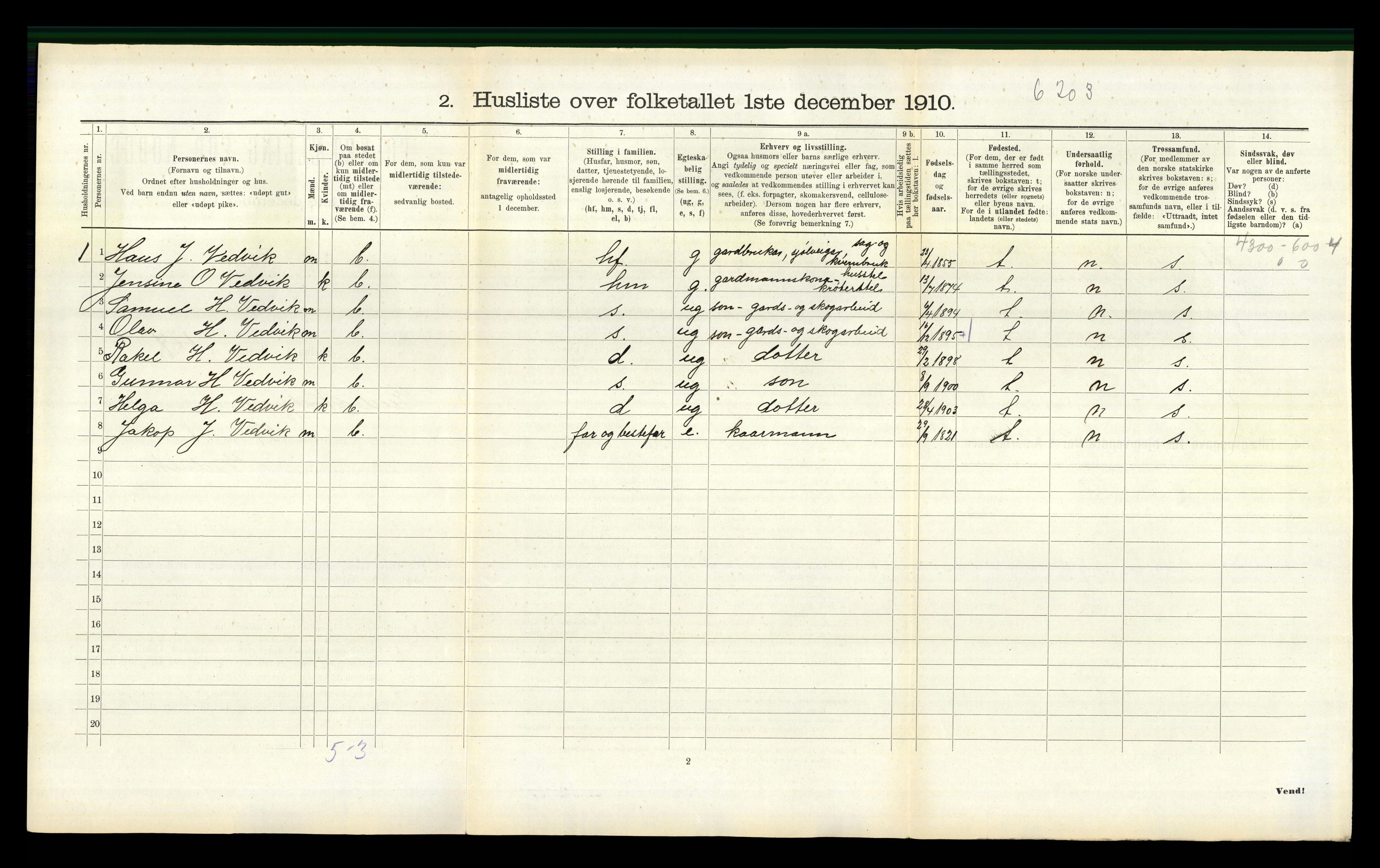 RA, 1910 census for Eid, 1910, p. 878