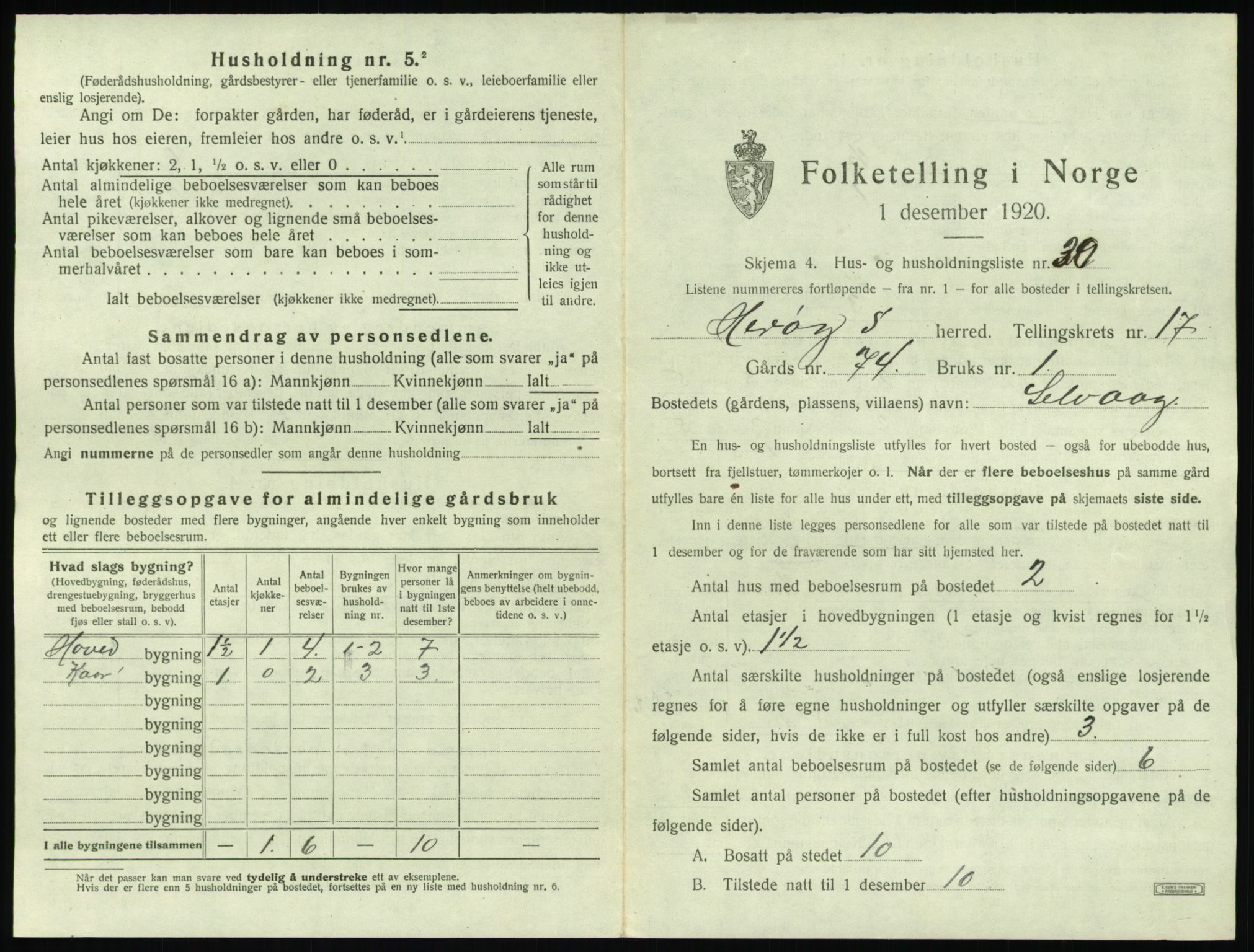 SAT, 1920 census for Herøy (MR), 1920, p. 1425