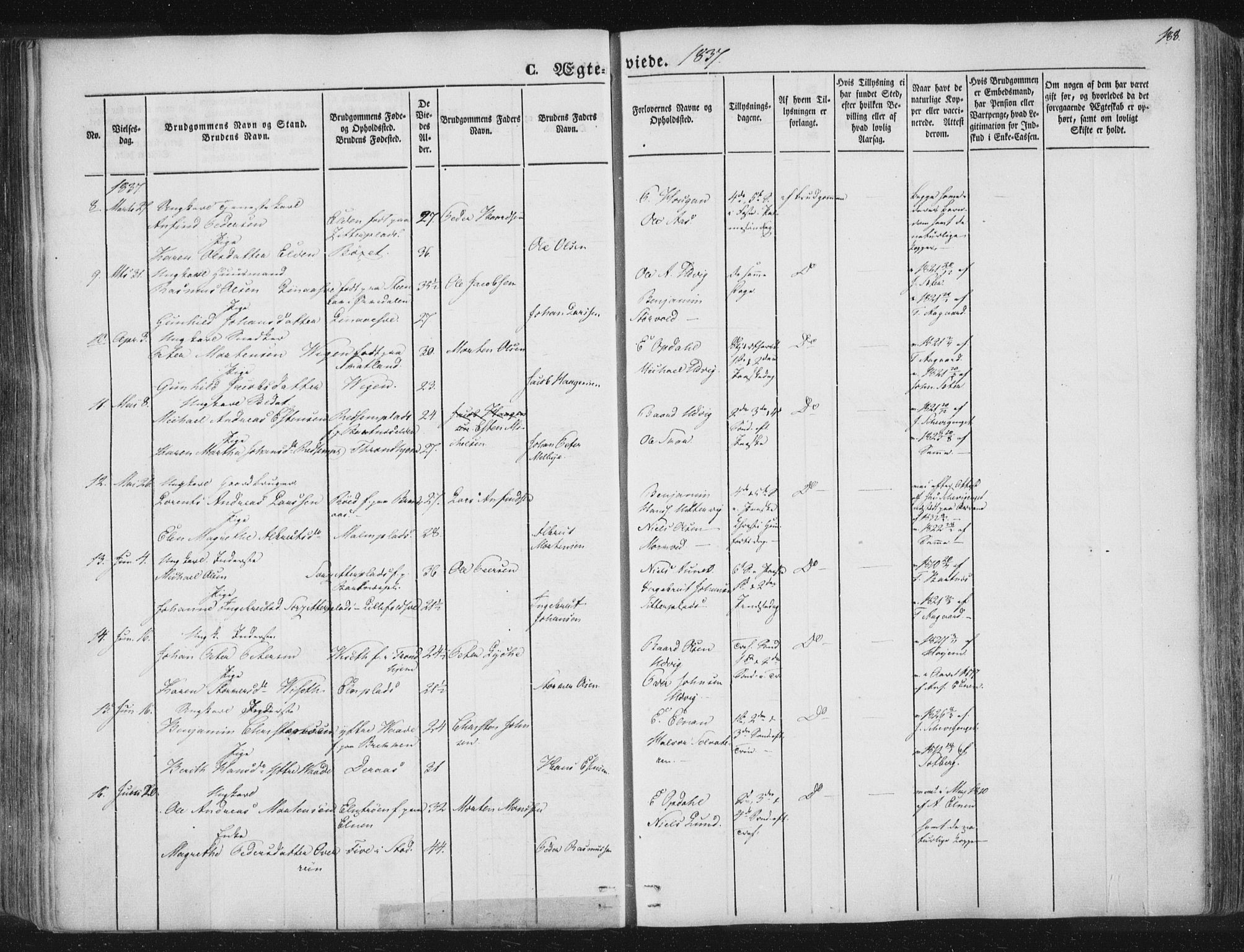 Ministerialprotokoller, klokkerbøker og fødselsregistre - Nord-Trøndelag, SAT/A-1458/741/L0392: Parish register (official) no. 741A06, 1836-1848, p. 188