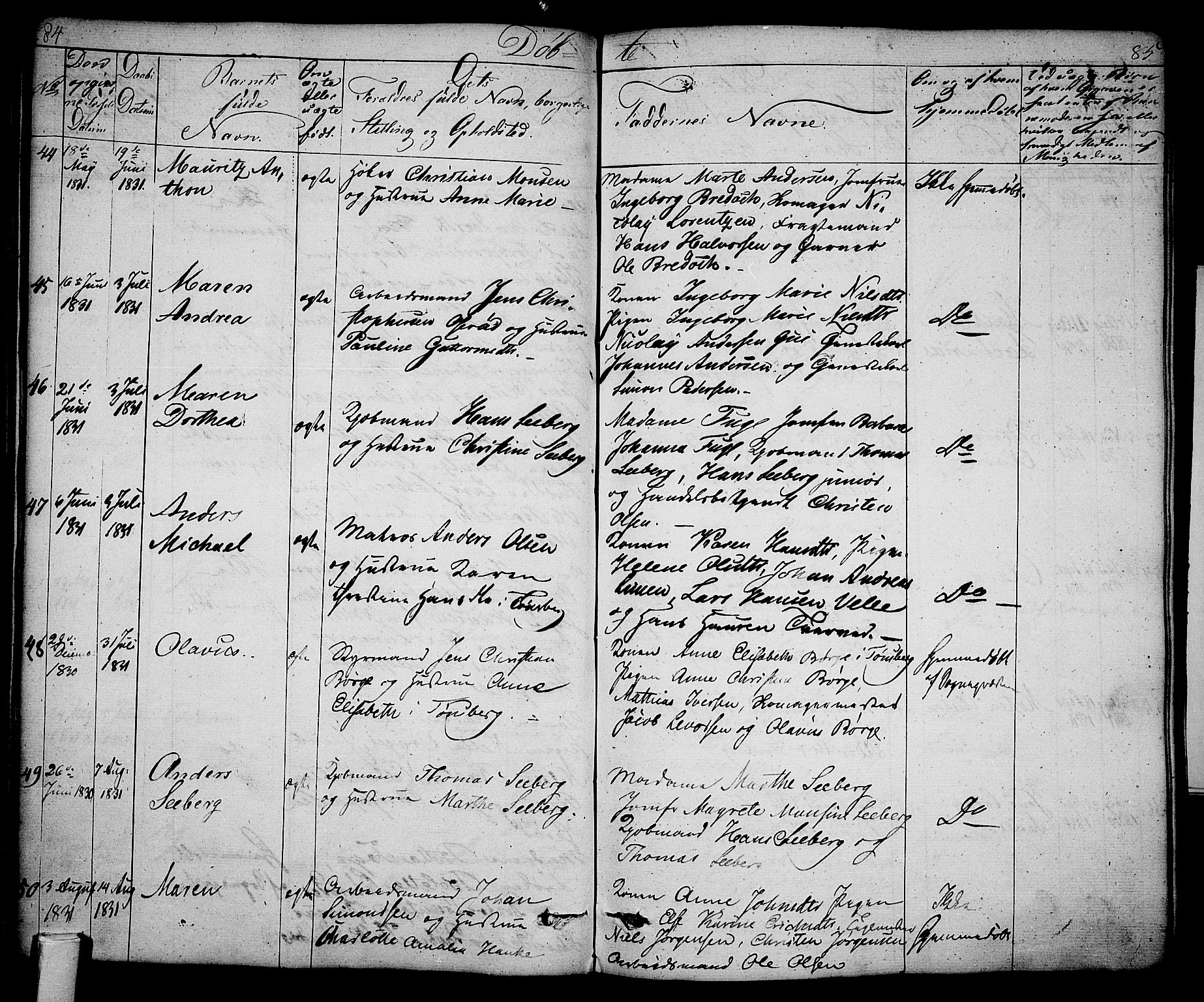 Tønsberg kirkebøker, AV/SAKO-A-330/F/Fa/L0005: Parish register (official) no. I 5, 1827-1836, p. 84-85