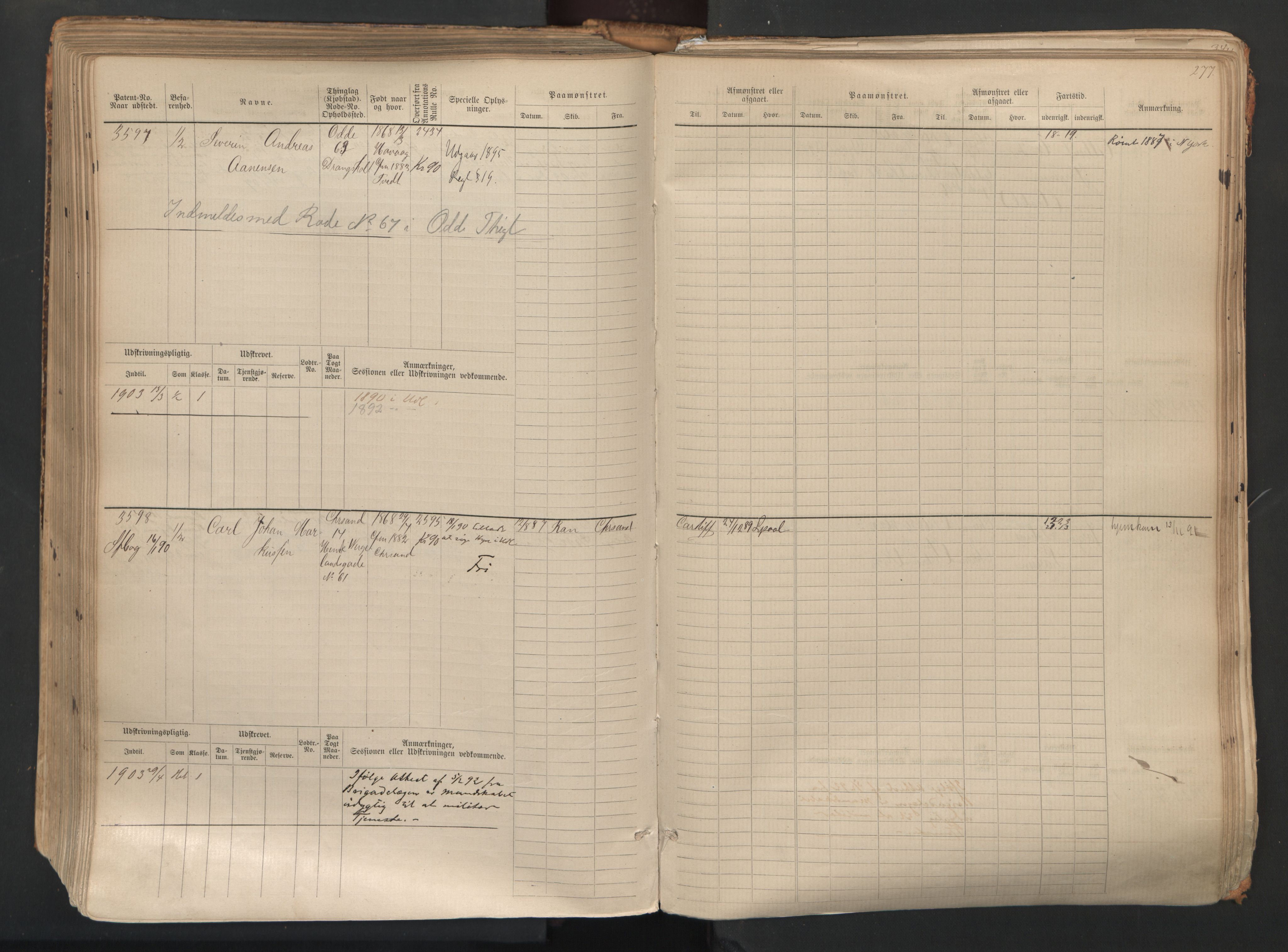 Kristiansand mønstringskrets, AV/SAK-2031-0015/F/Fb/L0007: Hovedrulle nr 3049-3810, I-14, 1883-1940, p. 282