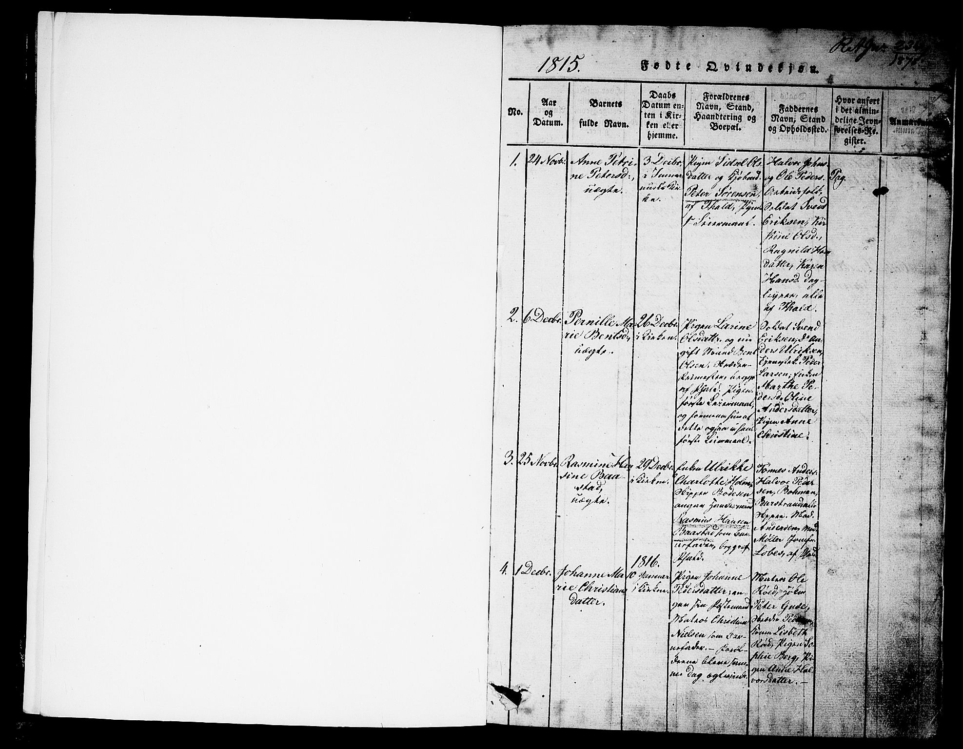 Halden prestekontor Kirkebøker, AV/SAO-A-10909/G/Ga/L0001: Parish register (copy) no. 1, 1815-1833, p. 0-1