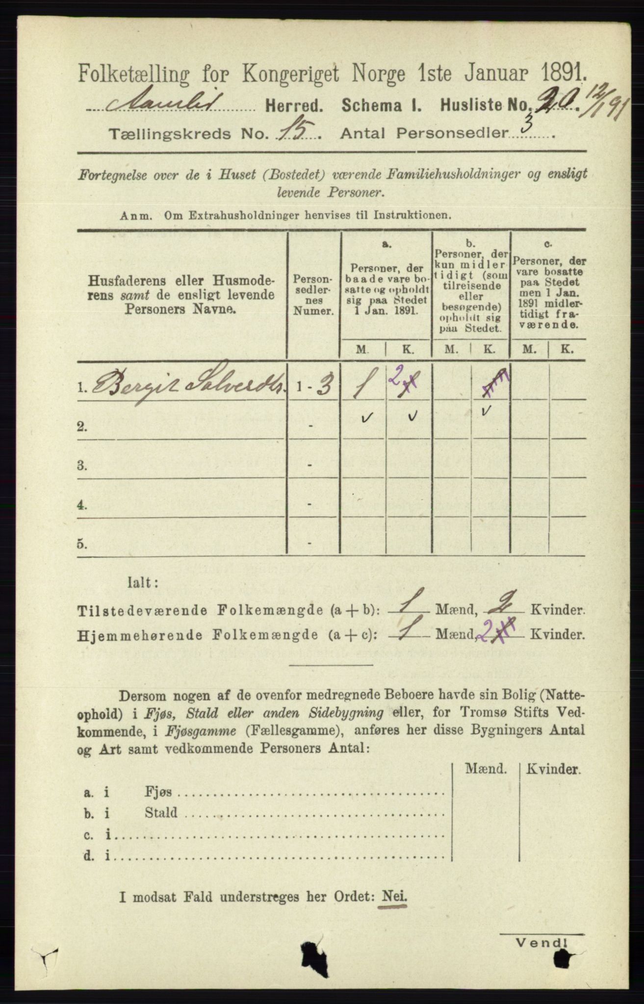 RA, 1891 census for 0929 Åmli, 1891, p. 2539