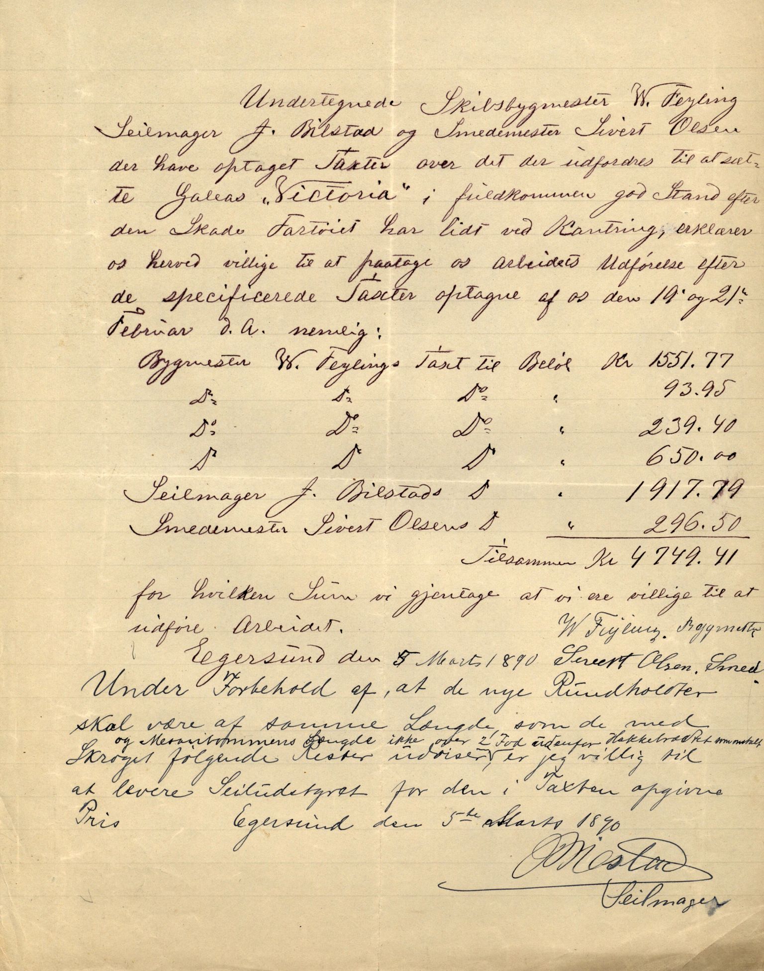 Pa 63 - Østlandske skibsassuranceforening, VEMU/A-1079/G/Ga/L0025/0002: Havaridokumenter / Victoria, St. Petersburg, Windsor, 1890, p. 37