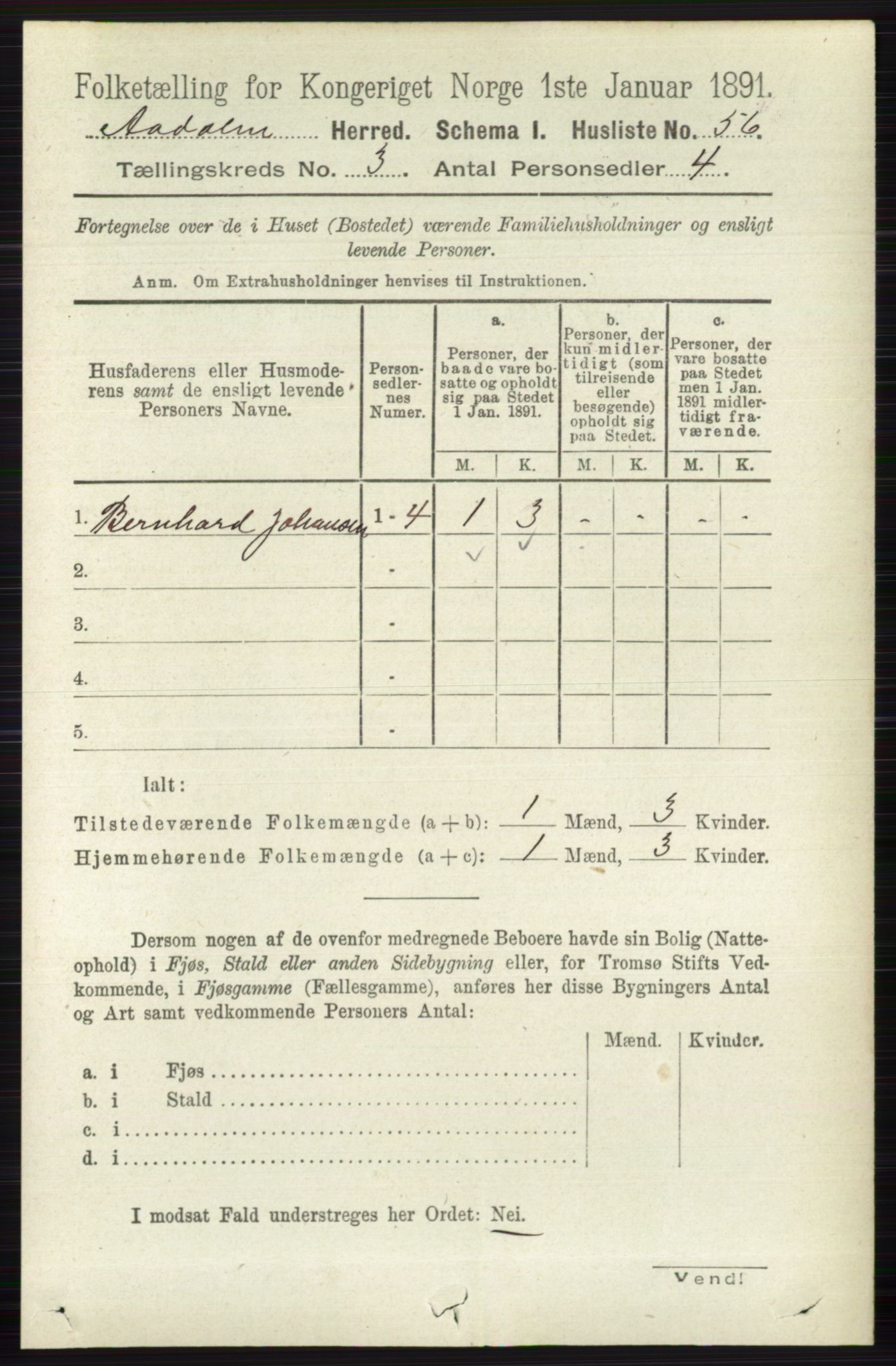 RA, 1891 census for 0614 Ådal, 1891, p. 1021