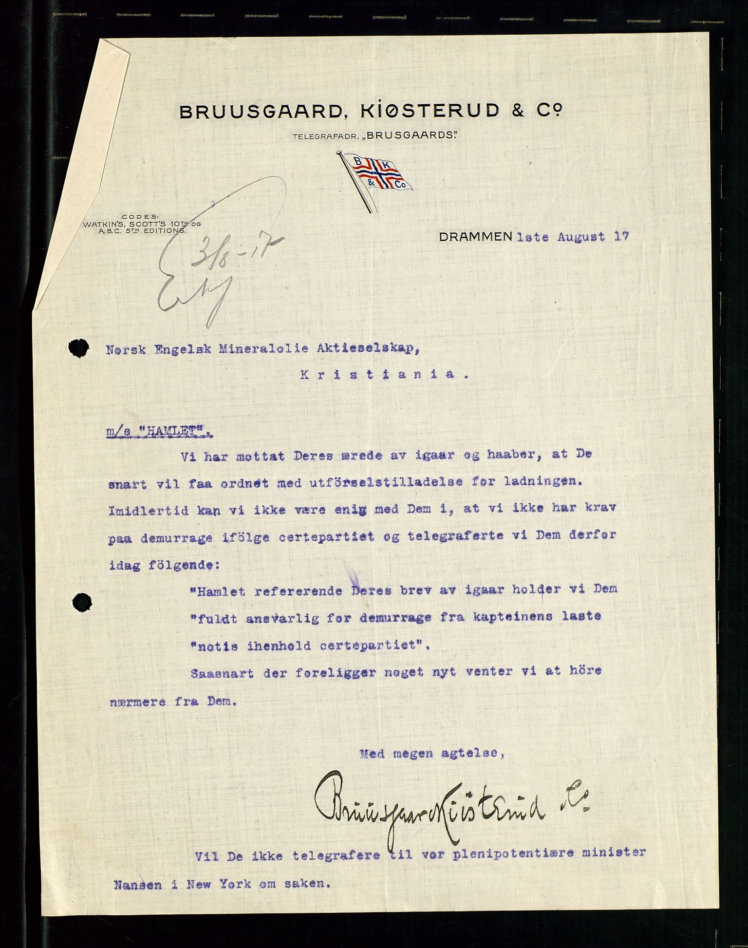 Pa 1521 - A/S Norske Shell, AV/SAST-A-101915/E/Ea/Eaa/L0001: Sjefskorrespondanse, 1917, p. 652