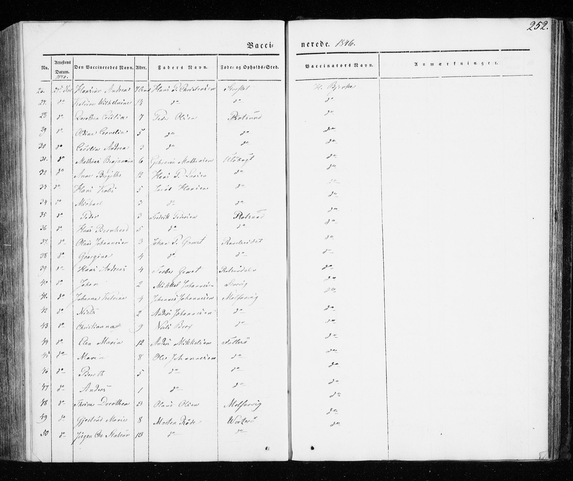 Skjervøy sokneprestkontor, AV/SATØ-S-1300/H/Ha/Haa/L0005kirke: Parish register (official) no. 5, 1838-1847, p. 252