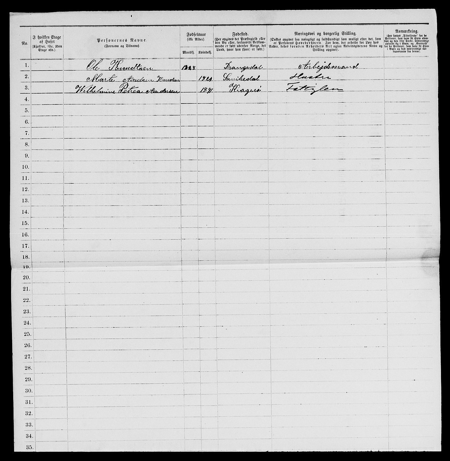 SAKO, 1885 census for 0801 Kragerø, 1885, p. 694