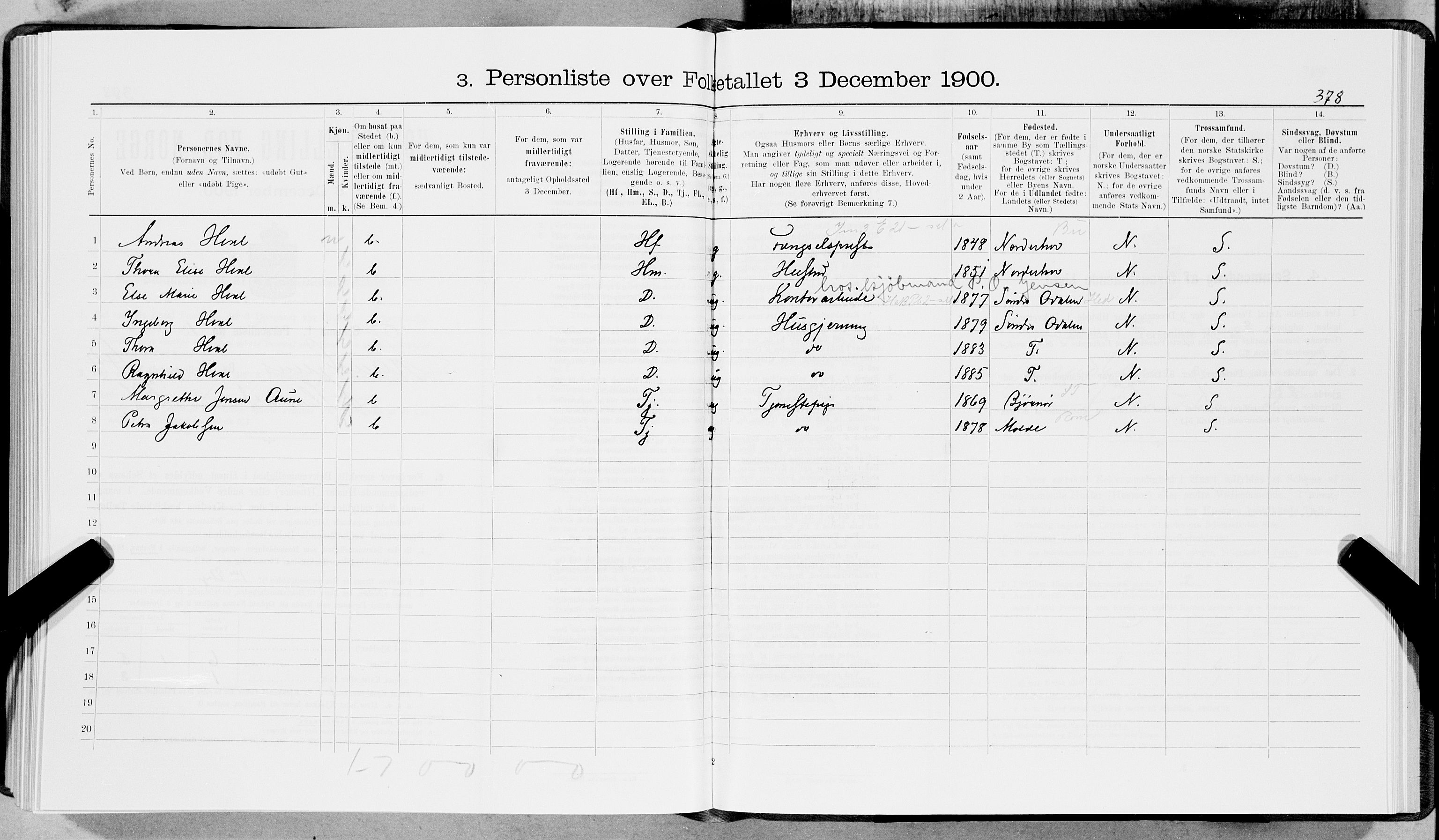 SAT, 1900 census for Trondheim, 1900, p. 7127