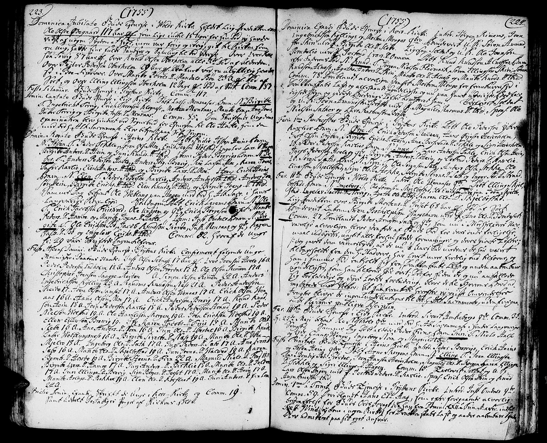 Ministerialprotokoller, klokkerbøker og fødselsregistre - Møre og Romsdal, SAT/A-1454/544/L0568: Parish register (official) no. 544A01, 1725-1763, p. 223-224