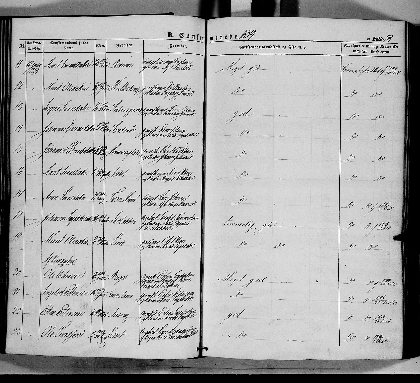 Tolga prestekontor, AV/SAH-PREST-062/K/L0006: Parish register (official) no. 6, 1852-1876, p. 149