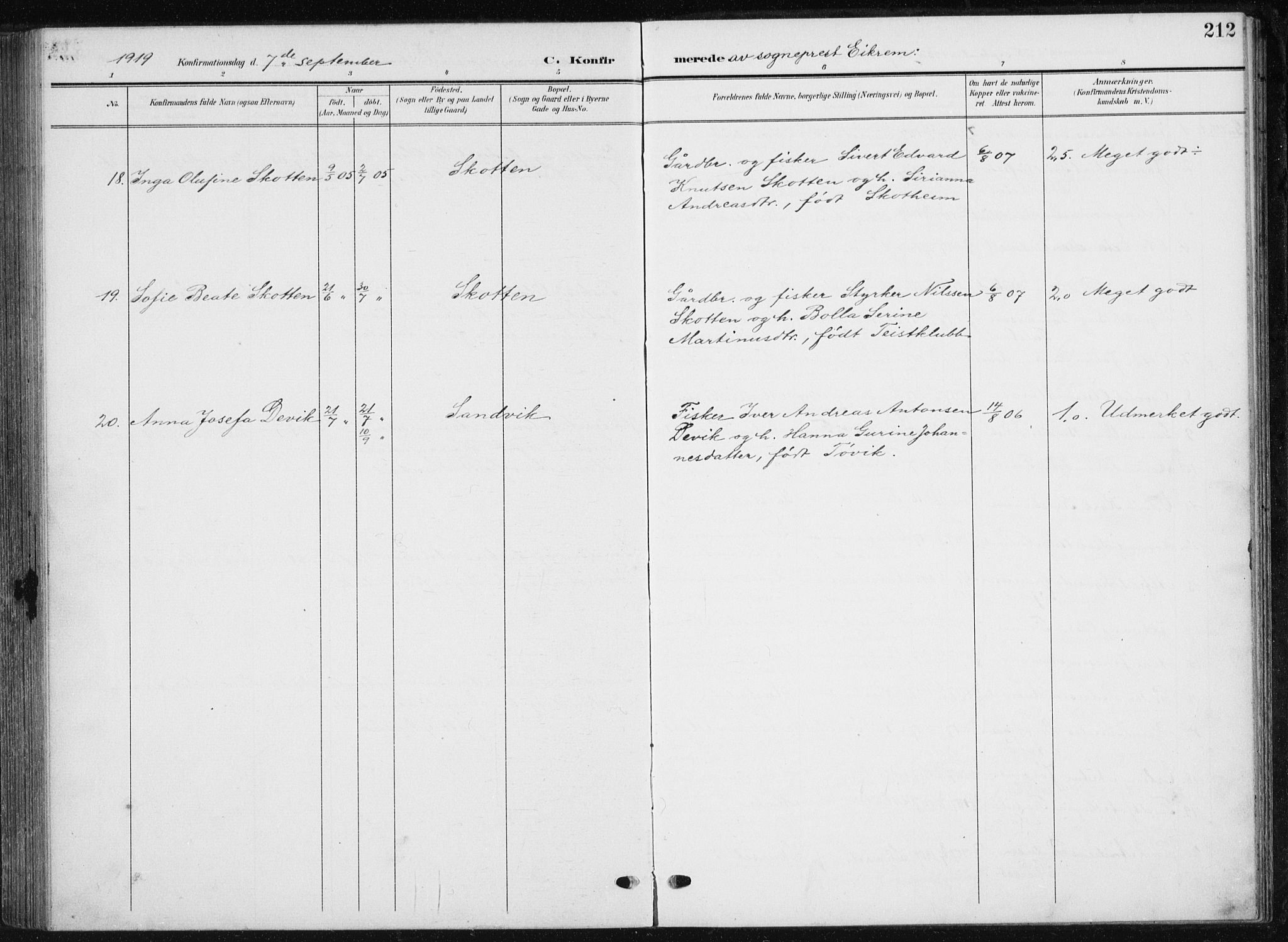 Ministerialprotokoller, klokkerbøker og fødselsregistre - Møre og Romsdal, AV/SAT-A-1454/567/L0784: Parish register (copy) no. 567C04, 1903-1938, p. 212