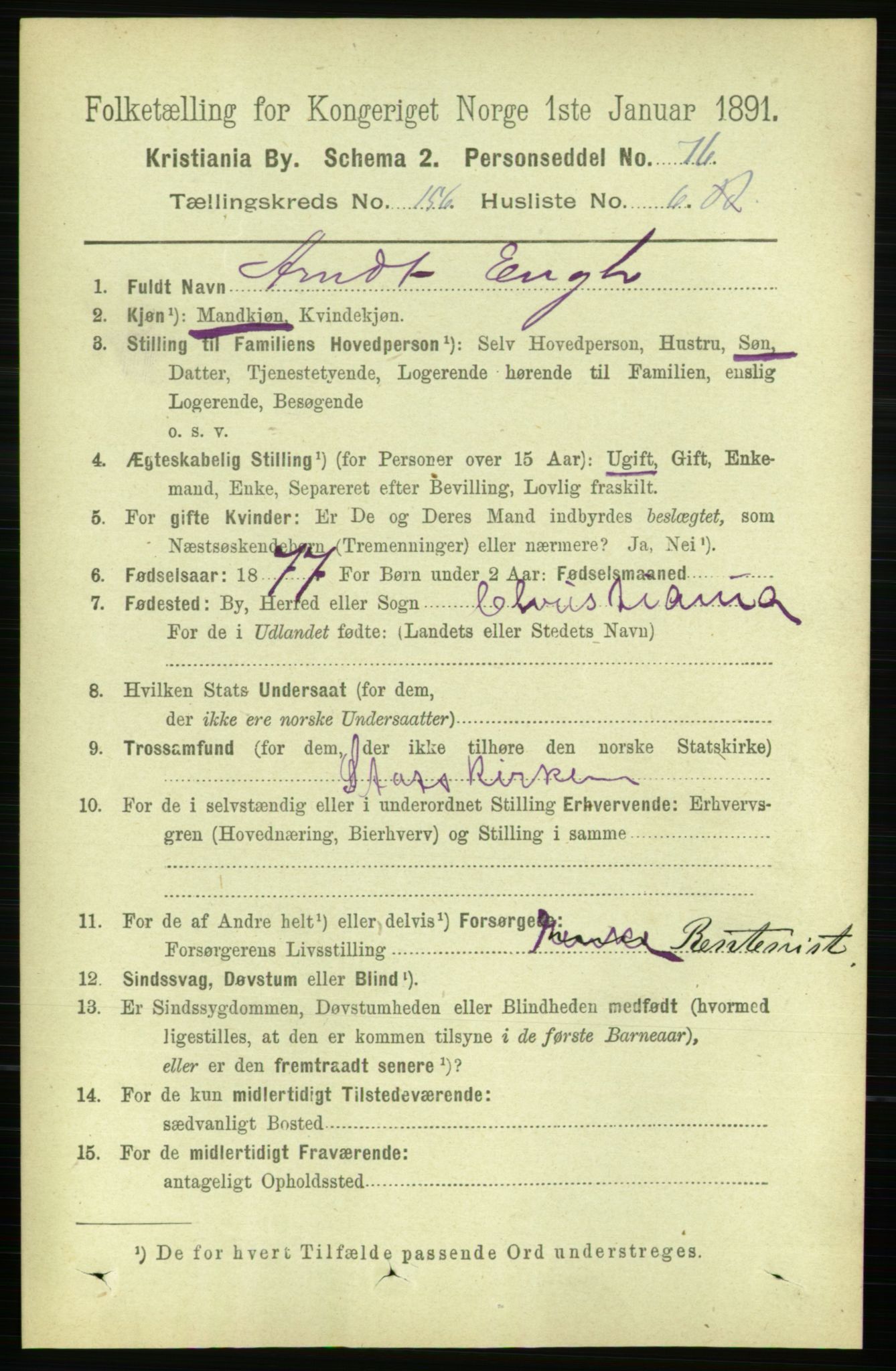 RA, 1891 census for 0301 Kristiania, 1891, p. 88808