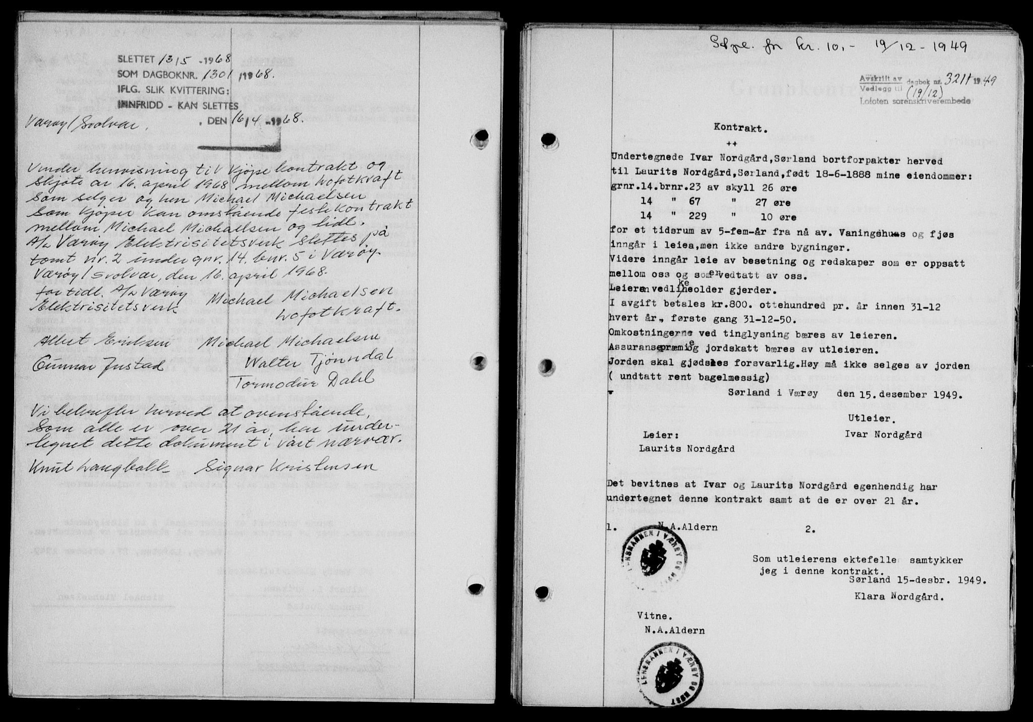 Lofoten sorenskriveri, SAT/A-0017/1/2/2C/L0022a: Mortgage book no. 22a, 1949-1950, Diary no: : 1301/1949