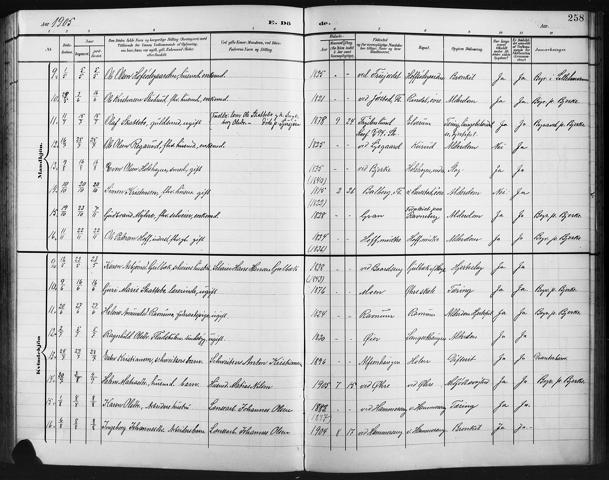 Fåberg prestekontor, SAH/PREST-086/H/Ha/Hab/L0012: Parish register (copy) no. 12, 1903-1924, p. 258