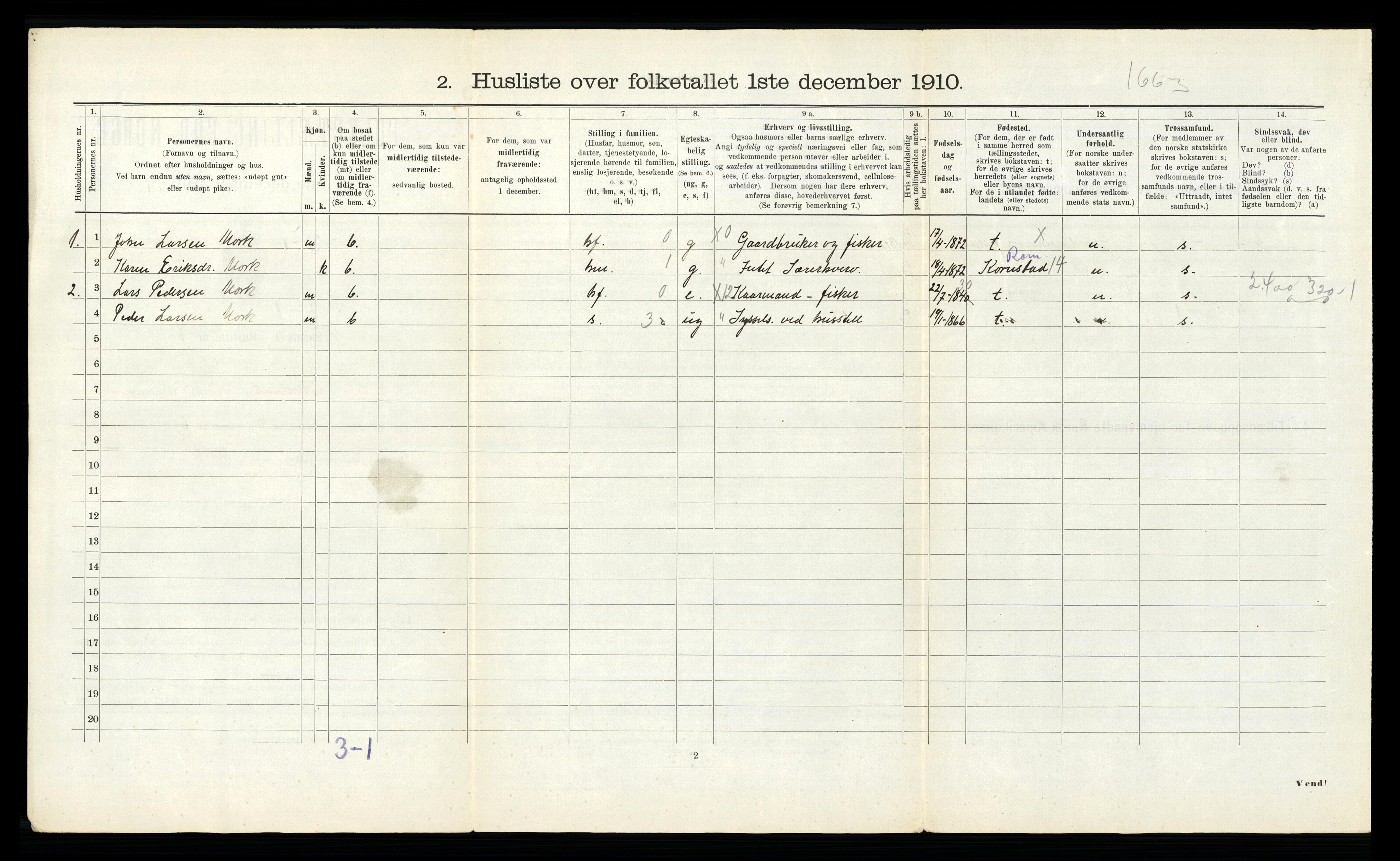 RA, 1910 census for Kvernes, 1910, p. 25