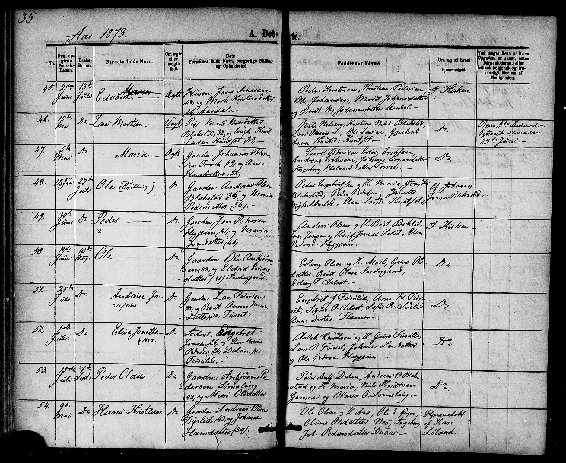 Ministerialprotokoller, klokkerbøker og fødselsregistre - Møre og Romsdal, AV/SAT-A-1454/584/L0966: Parish register (official) no. 584A06, 1869-1878, p. 35