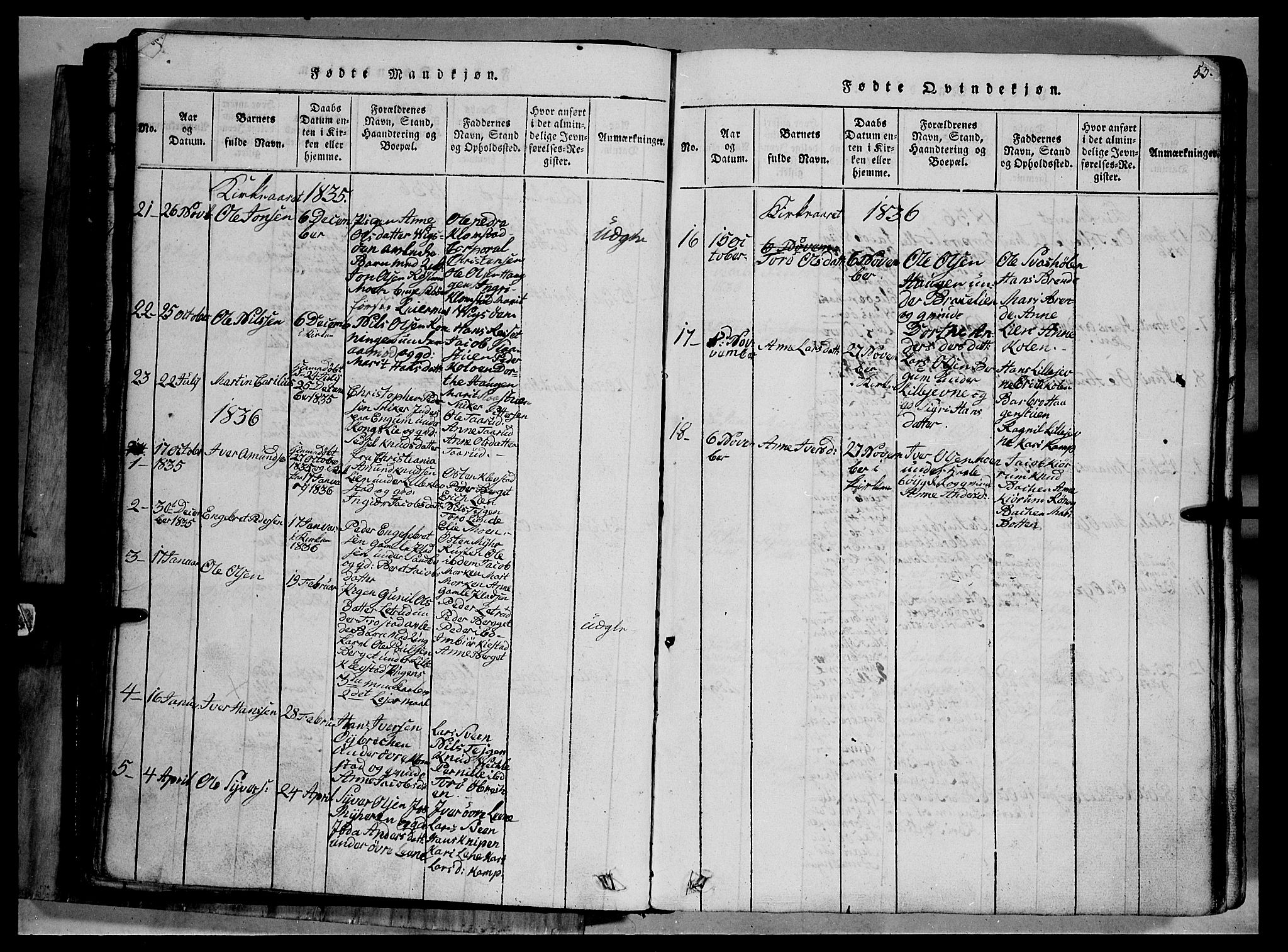 Fron prestekontor, SAH/PREST-078/H/Ha/Hab/L0002: Parish register (copy) no. 2, 1816-1850, p. 53