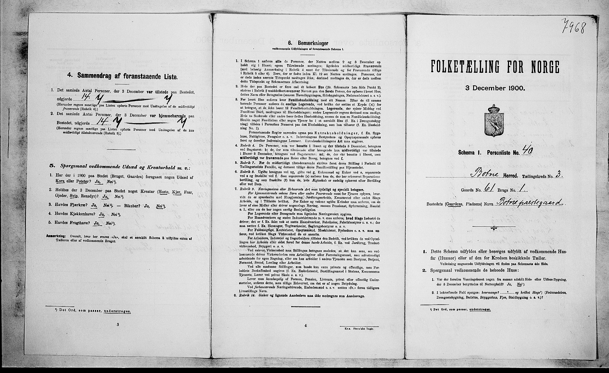 RA, 1900 census for Botne, 1900, p. 355