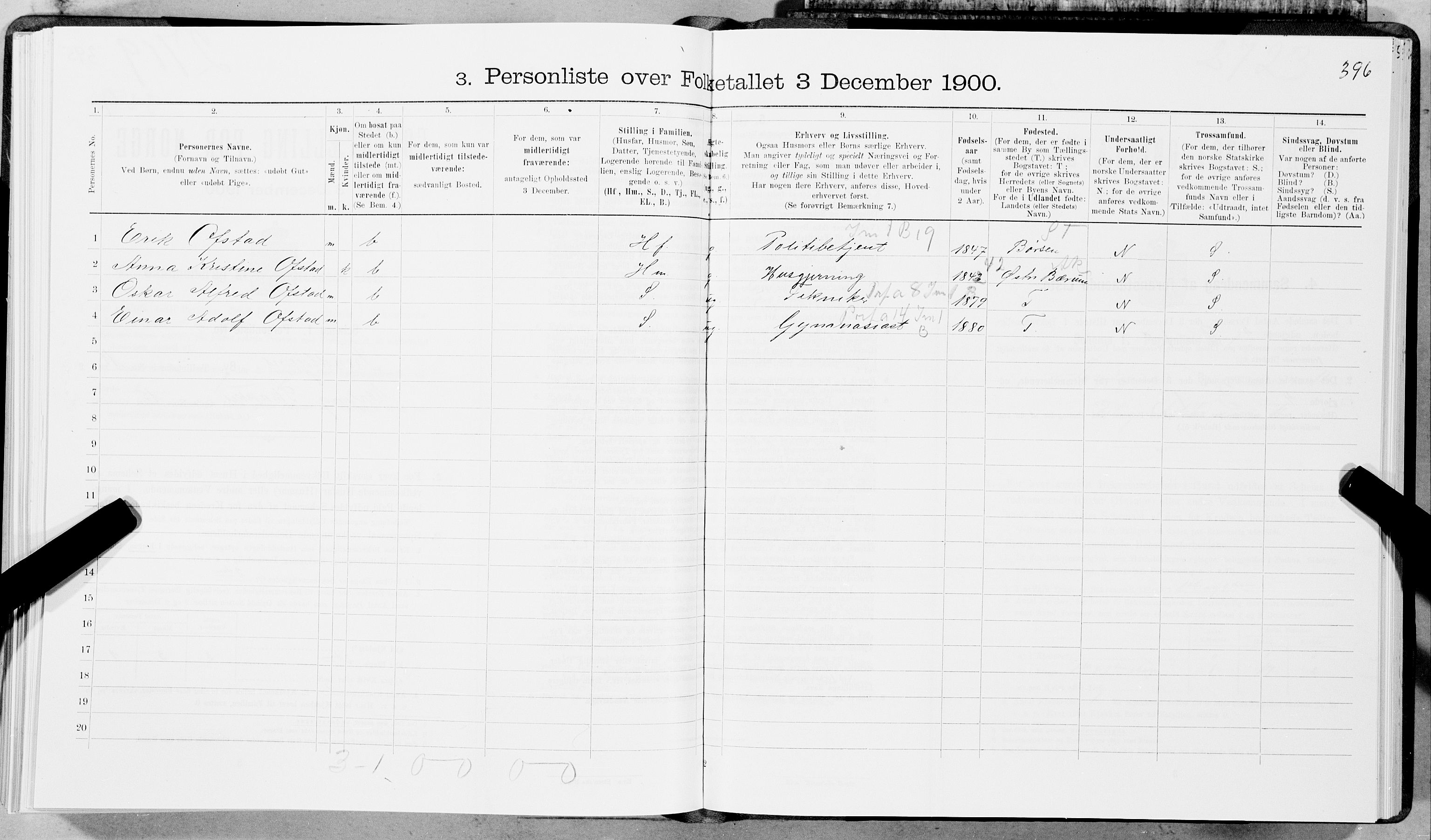 SAT, 1900 census for Trondheim, 1900, p. 1880