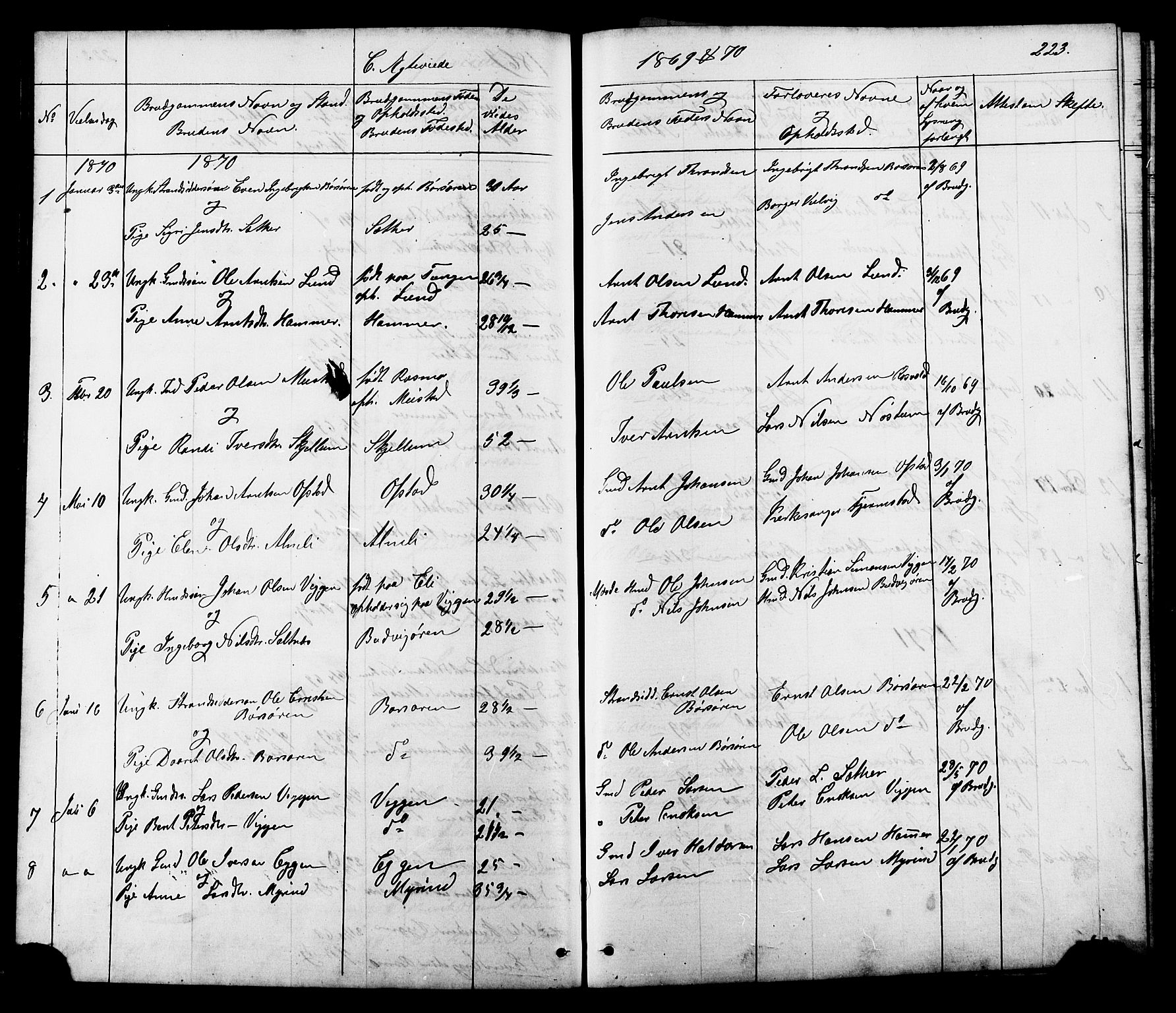 Ministerialprotokoller, klokkerbøker og fødselsregistre - Sør-Trøndelag, SAT/A-1456/665/L0777: Parish register (copy) no. 665C02, 1867-1915, p. 223
