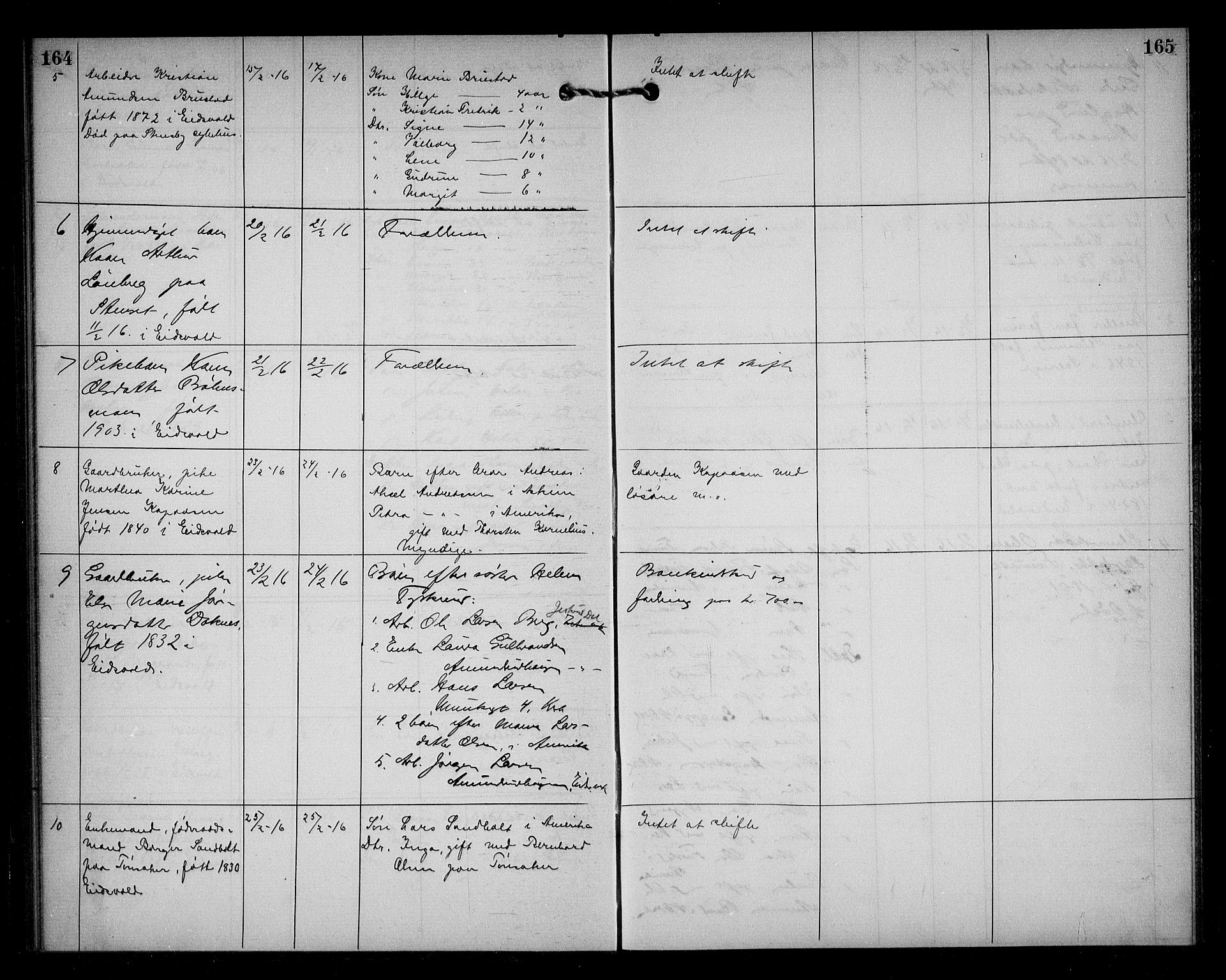 Eidsvoll lensmannskontor, AV/SAO-A-10266a/H/Ha/Haa/L0004: Dødsfallprotokoll, 1912-1921, p. 164-165