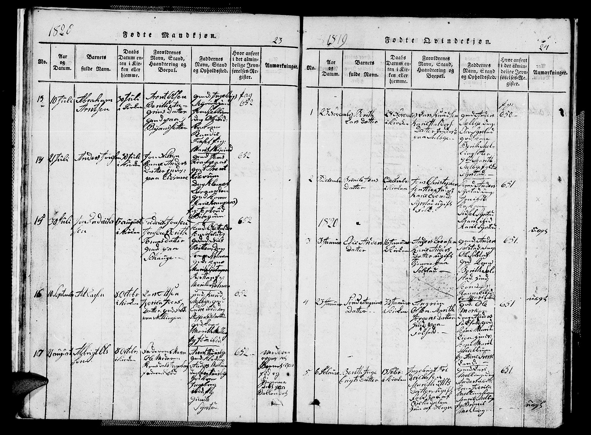 Ministerialprotokoller, klokkerbøker og fødselsregistre - Sør-Trøndelag, SAT/A-1456/667/L0796: Parish register (copy) no. 667C01, 1817-1836, p. 23-24