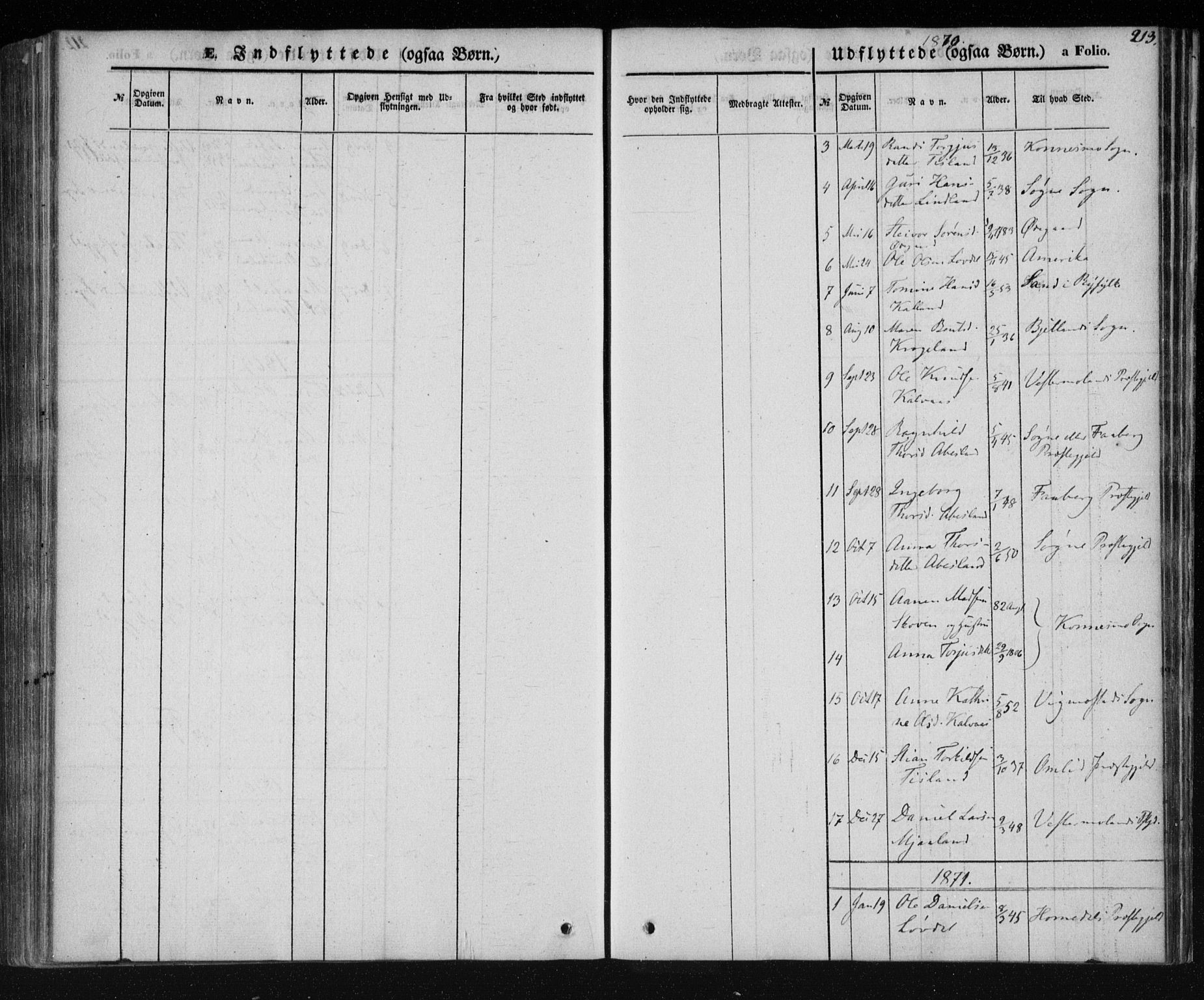 Holum sokneprestkontor, AV/SAK-1111-0022/F/Fa/Fab/L0005: Parish register (official) no. A 5, 1847-1874, p. 213