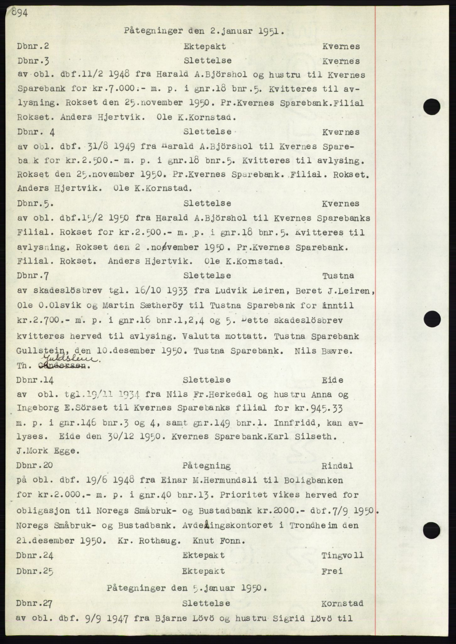 Nordmøre sorenskriveri, SAT/A-4132/1/2/2Ca: Mortgage book no. C82b, 1946-1951, Diary no: : 2/1951