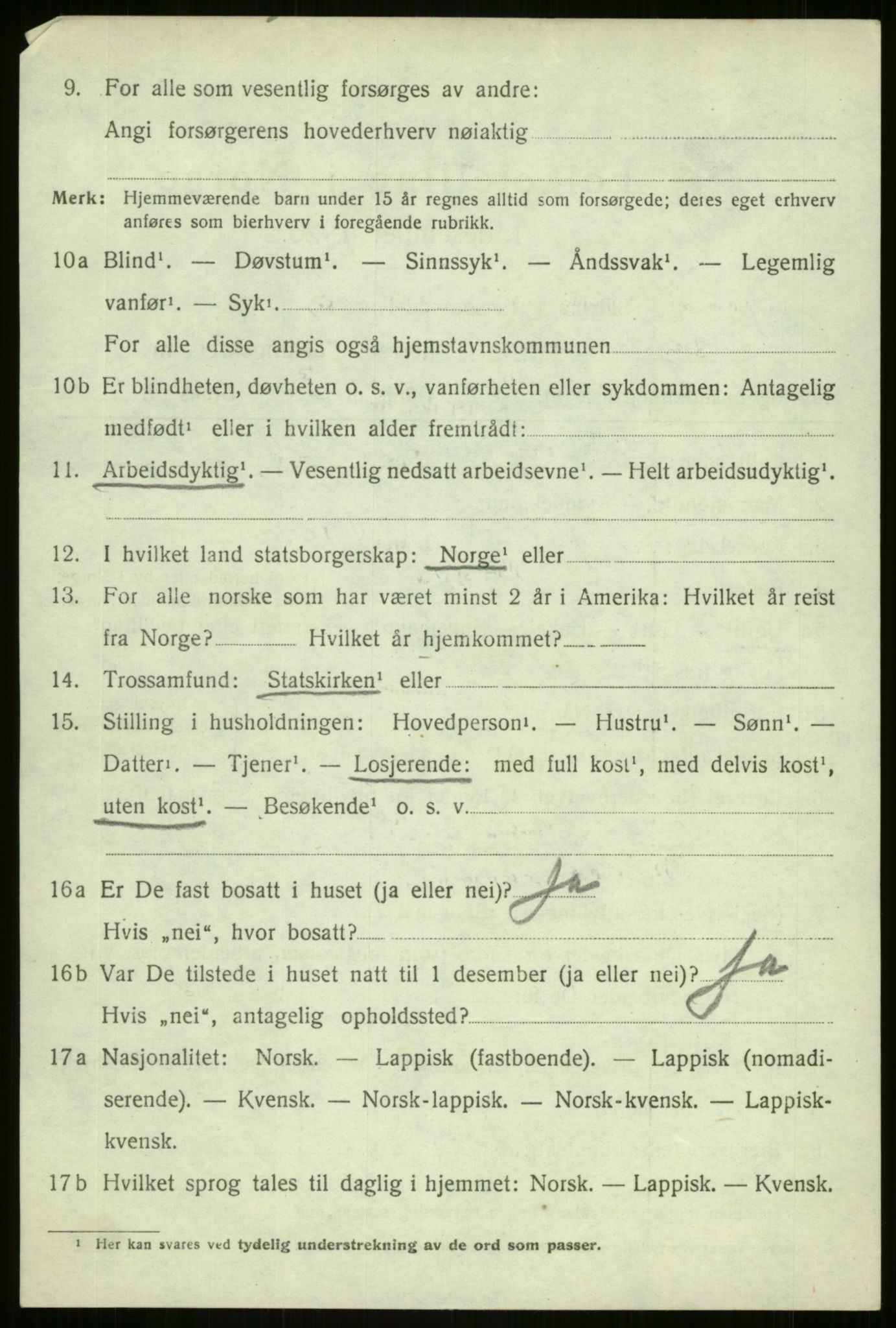 SATØ, 1920 census for Berg, 1920, p. 1229