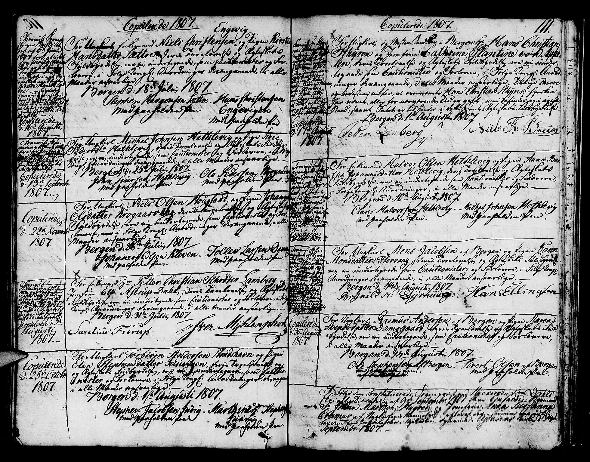 Askøy Sokneprestembete, AV/SAB-A-74101/H/Ha/Haa/Haaa/L0002: Parish register (official) no. A 2, 1801-1818, p. 111