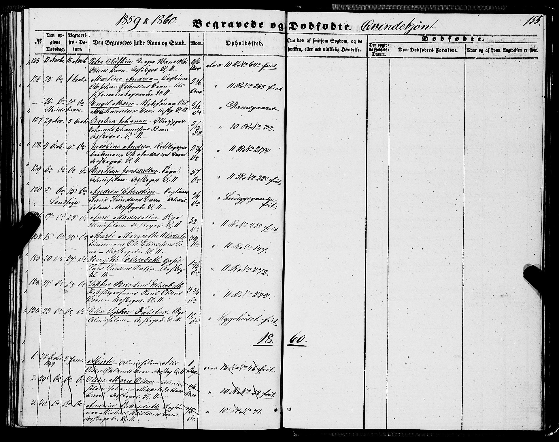 Domkirken sokneprestembete, SAB/A-74801/H/Haa/L0041: Parish register (official) no. E 2, 1853-1863, p. 155