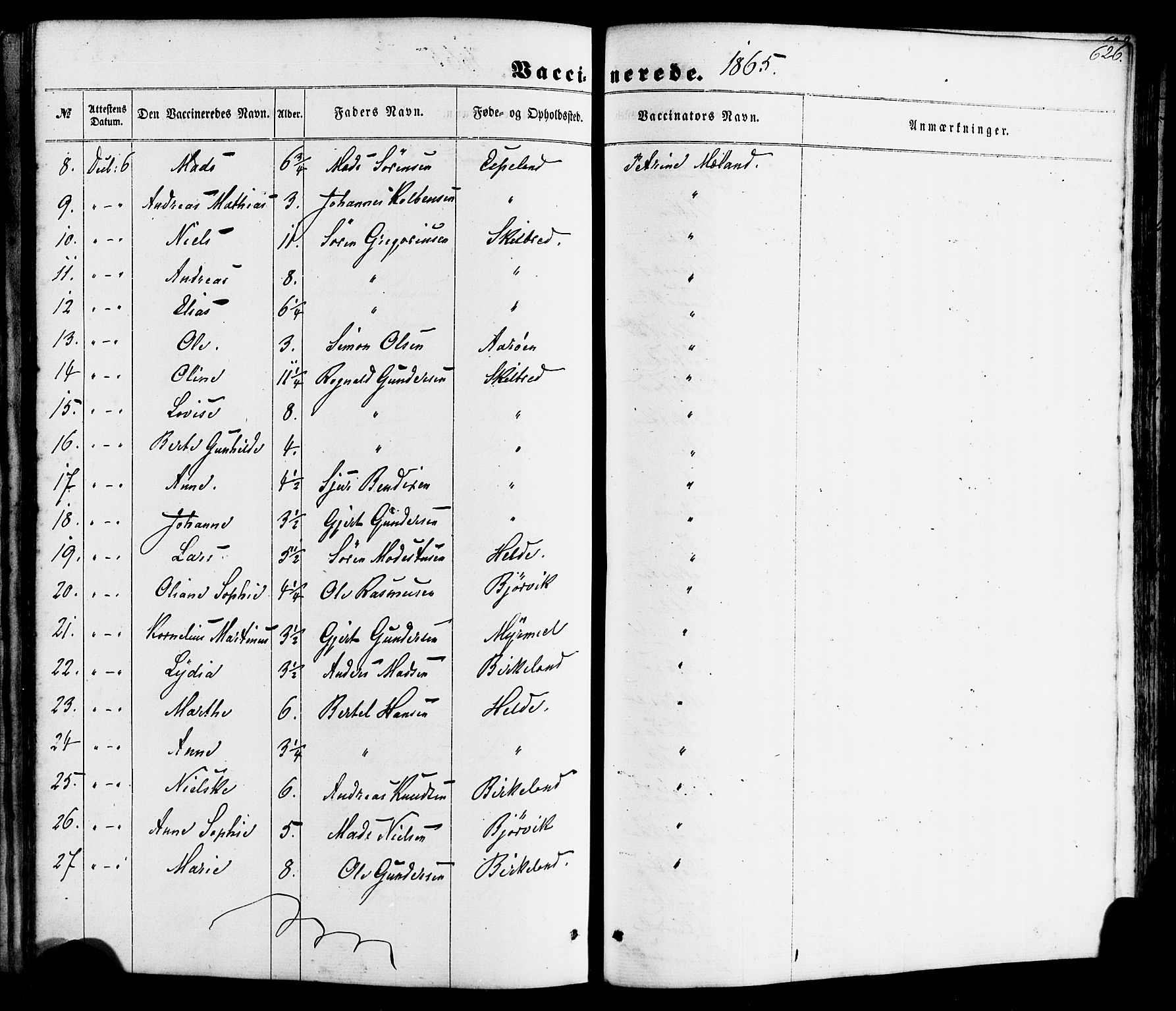 Gaular sokneprestembete, AV/SAB-A-80001/H/Haa: Parish register (official) no. A 5, 1860-1881, p. 626