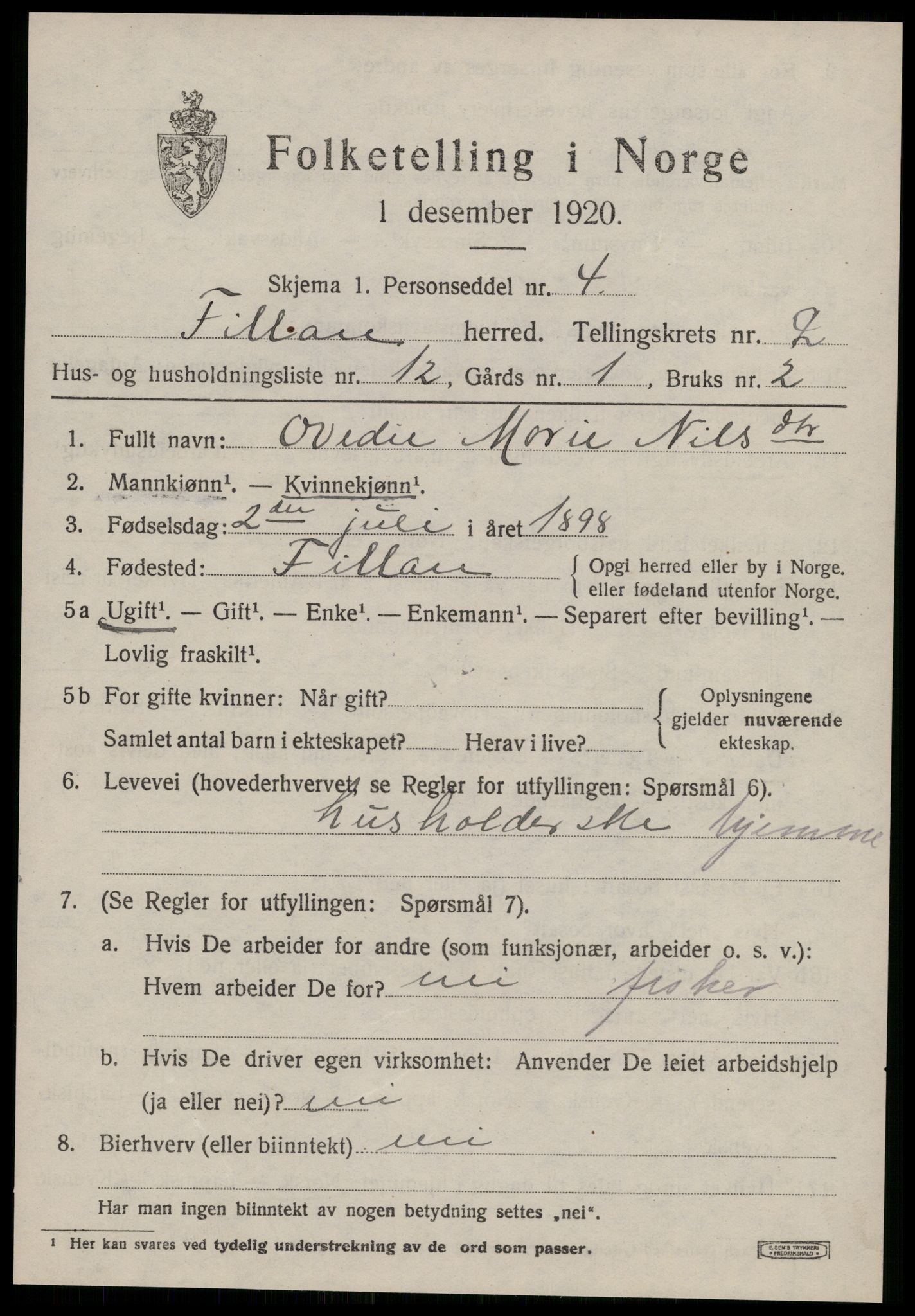 SAT, 1920 census for Fillan, 1920, p. 1452